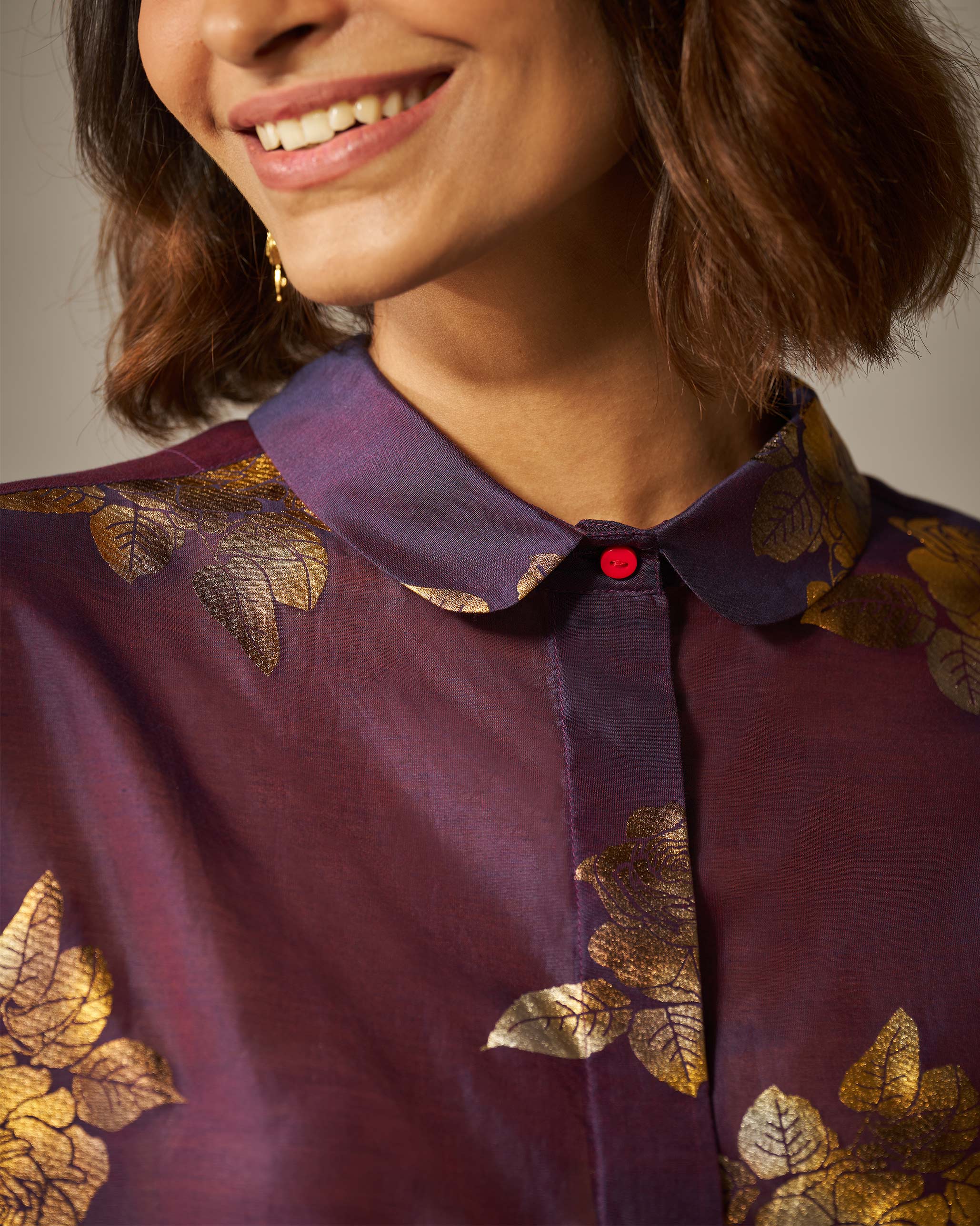 Boxy Shirt - Purple & Gold Print - Image 4
