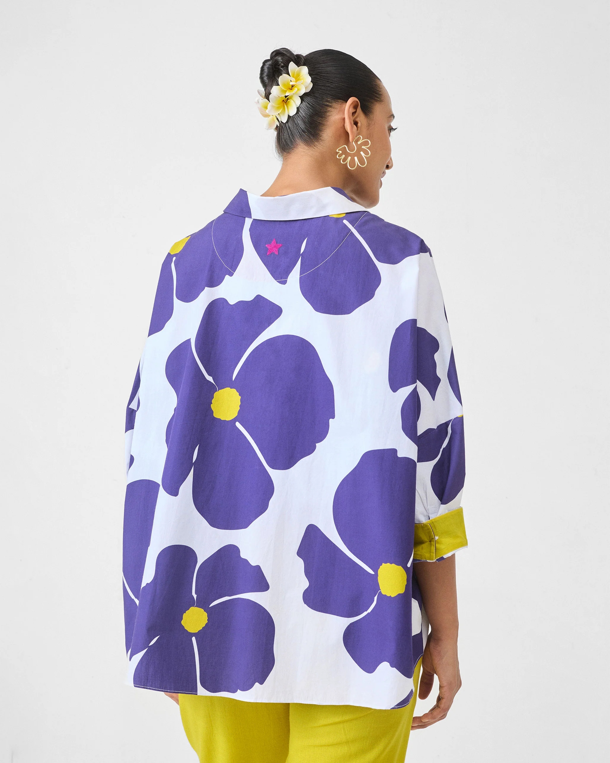 Boxy Shirt - Purple & White Print - Image 2