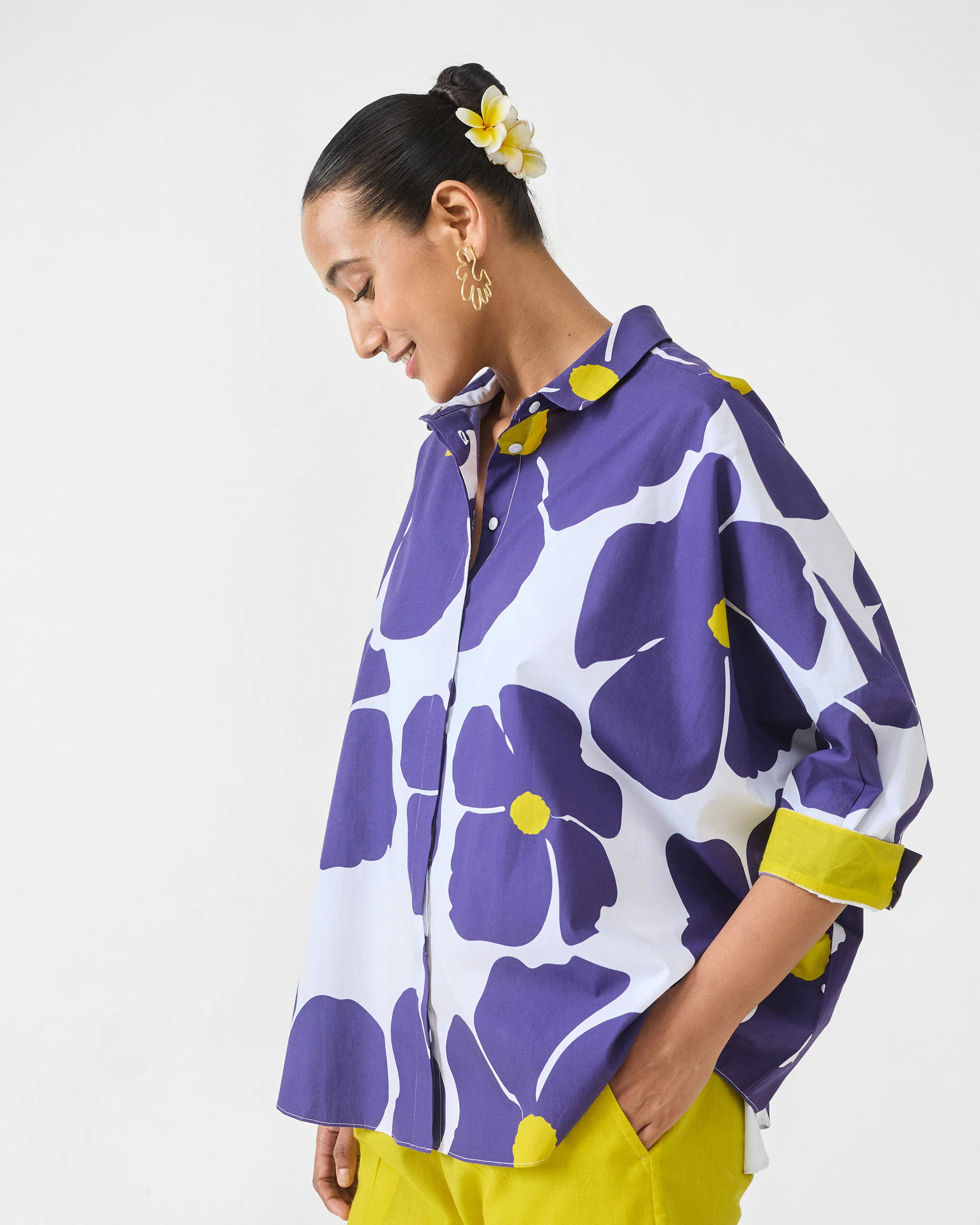 Boxy Shirt - Purple & White Print - Image 4
