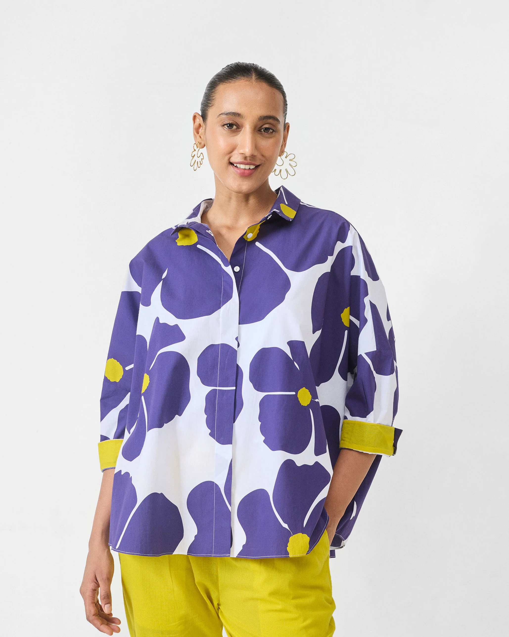 Boxy Shirt - Purple & White Print - Image 5