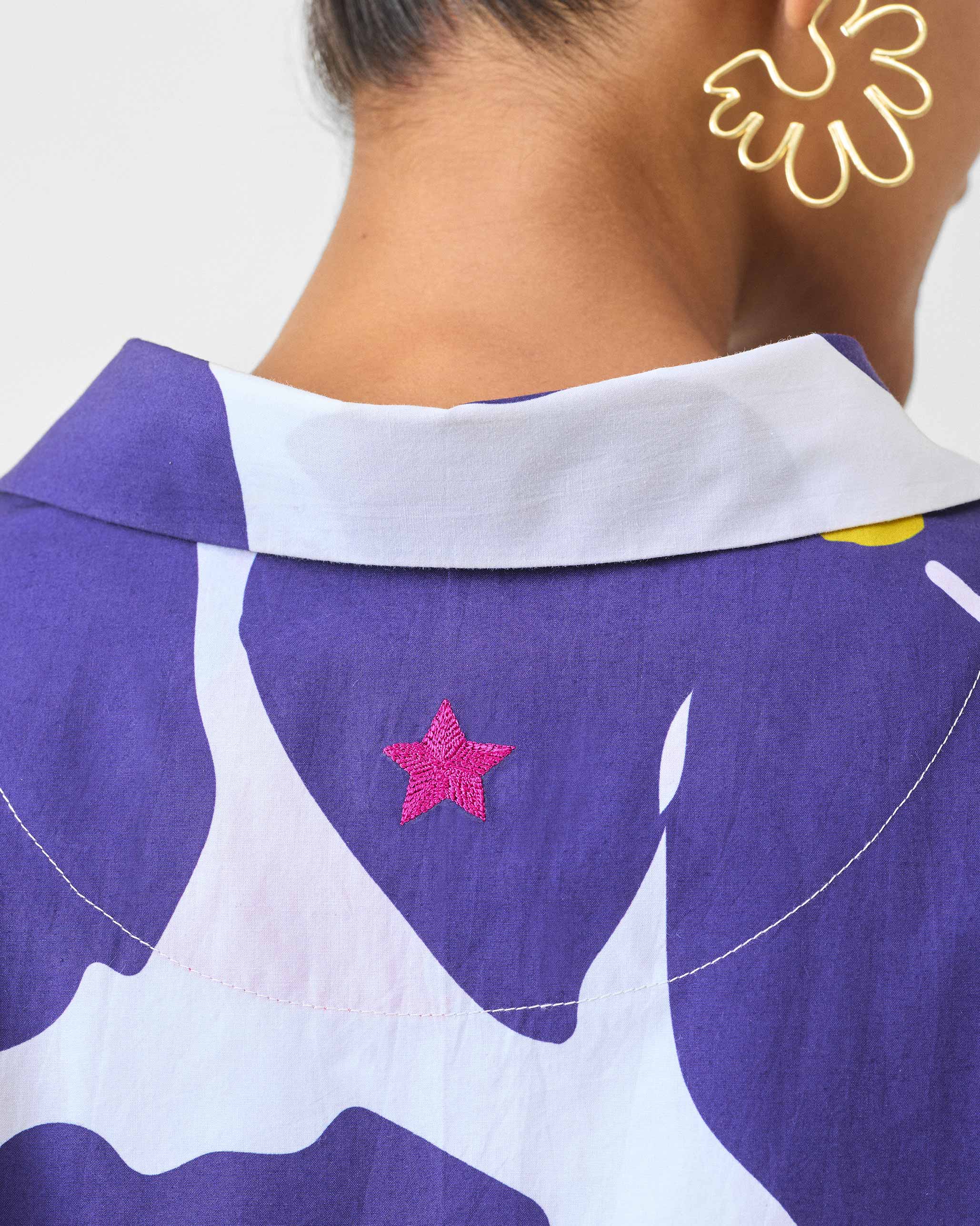 Boxy Shirt - Purple & White Print - Image 7