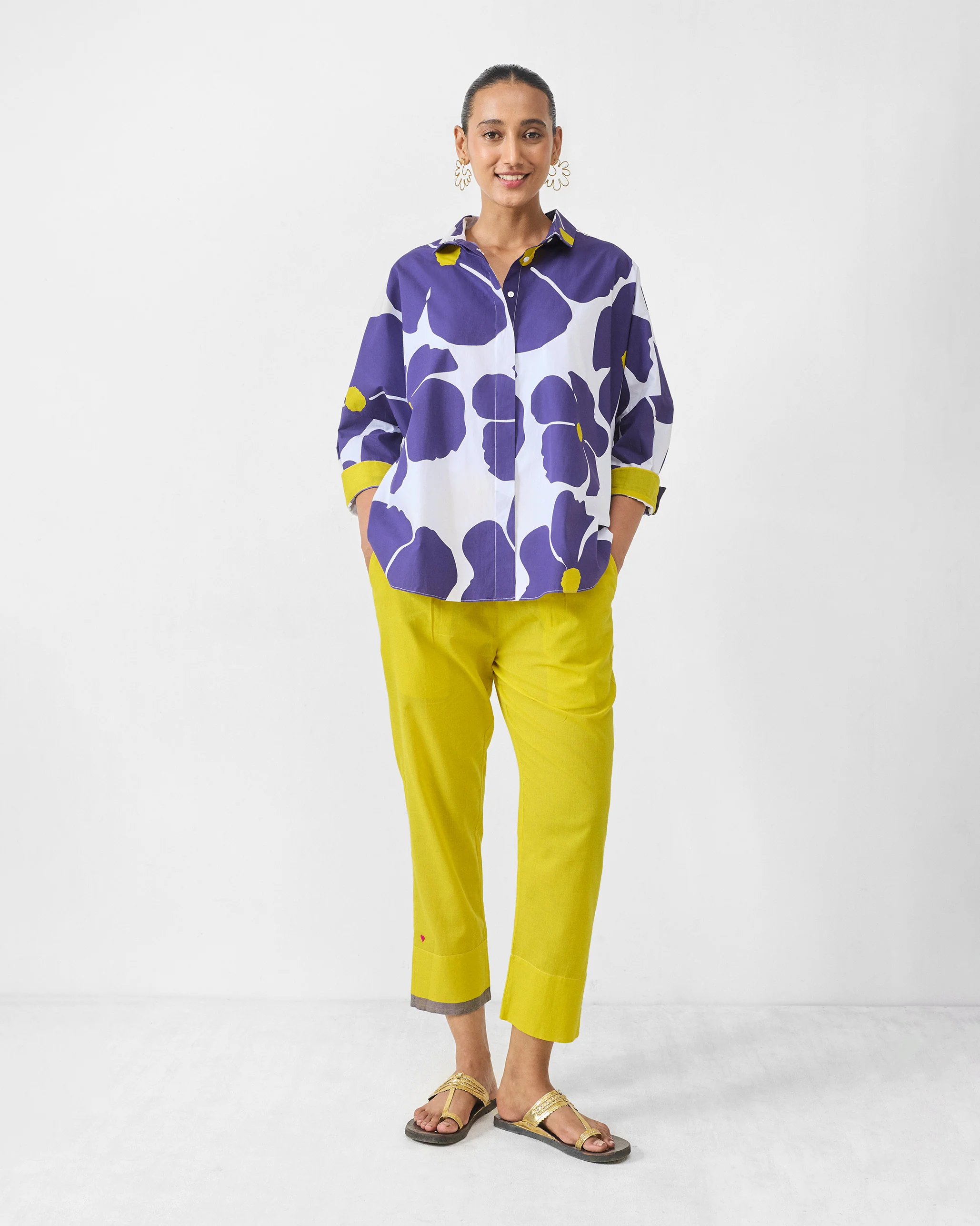 Boxy Shirt - Purple & White Print - Image 8