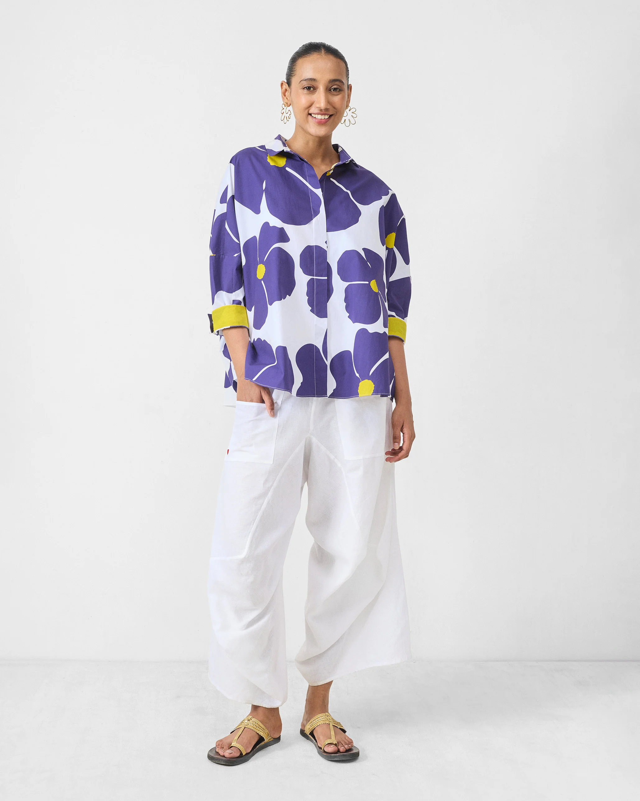 Boxy Shirt - Purple & White Print - Image 9