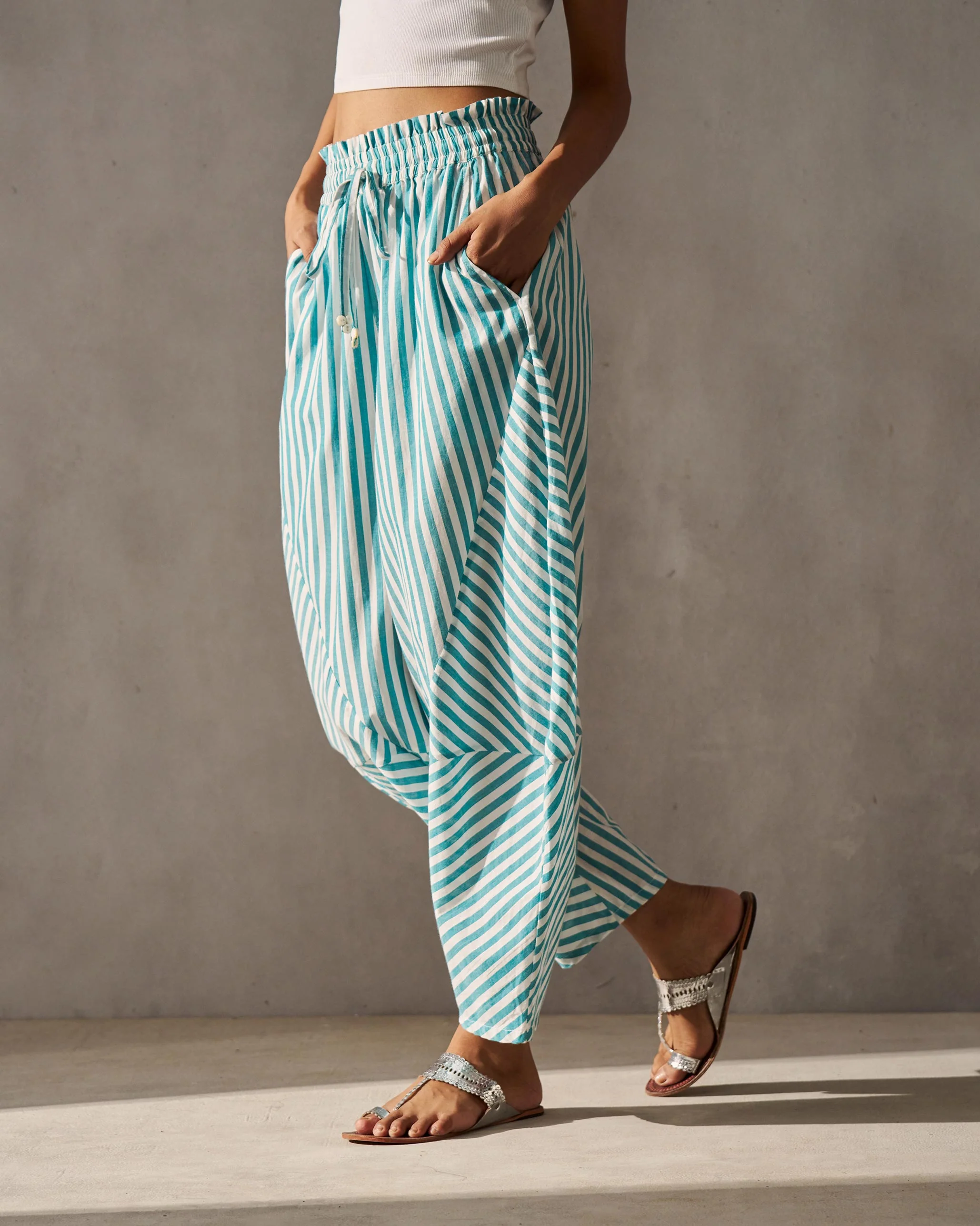 Breeze Pants - Teal & Ivory - Image 4
