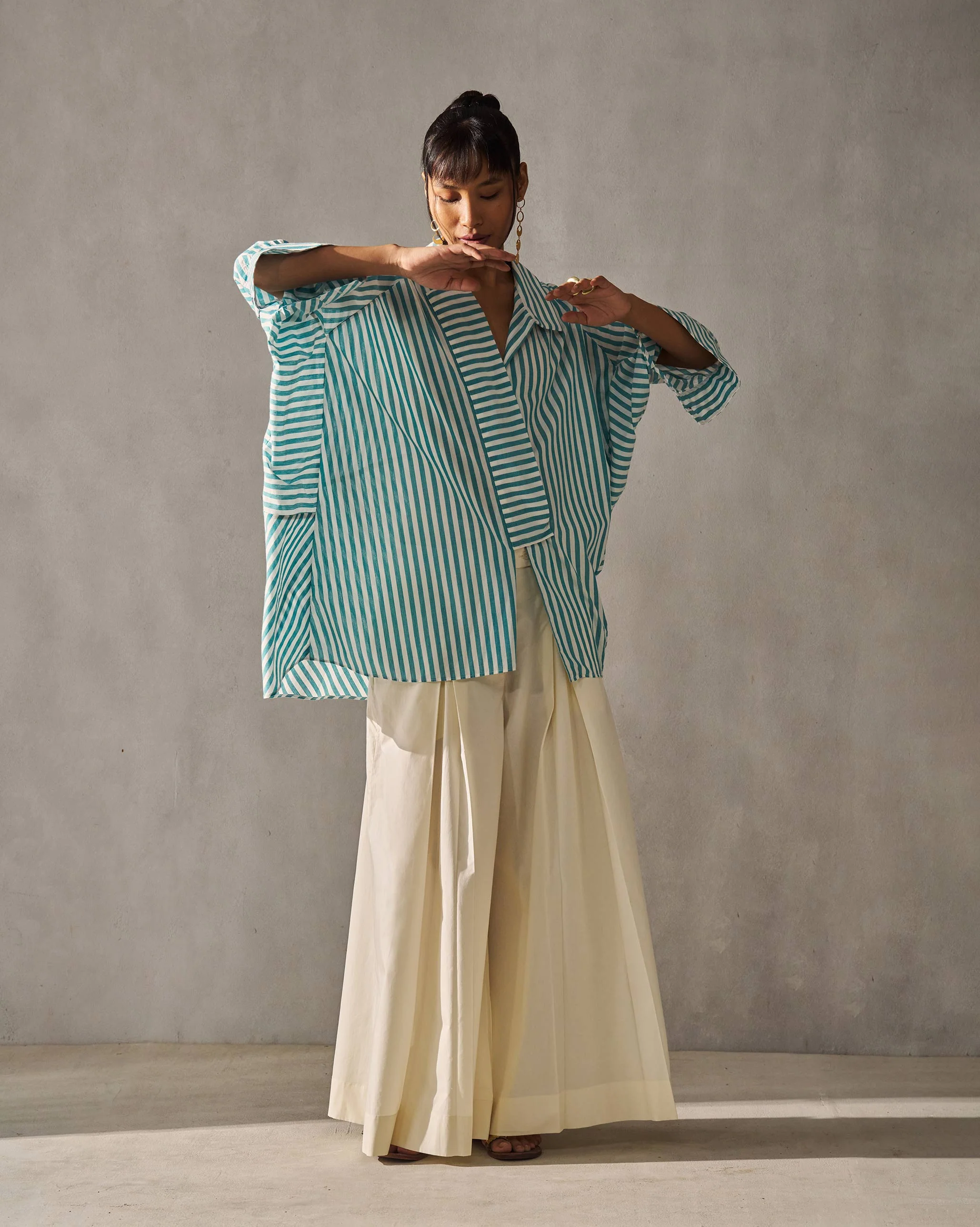 Breeze Shirt - Teal & Ivory - Image 6