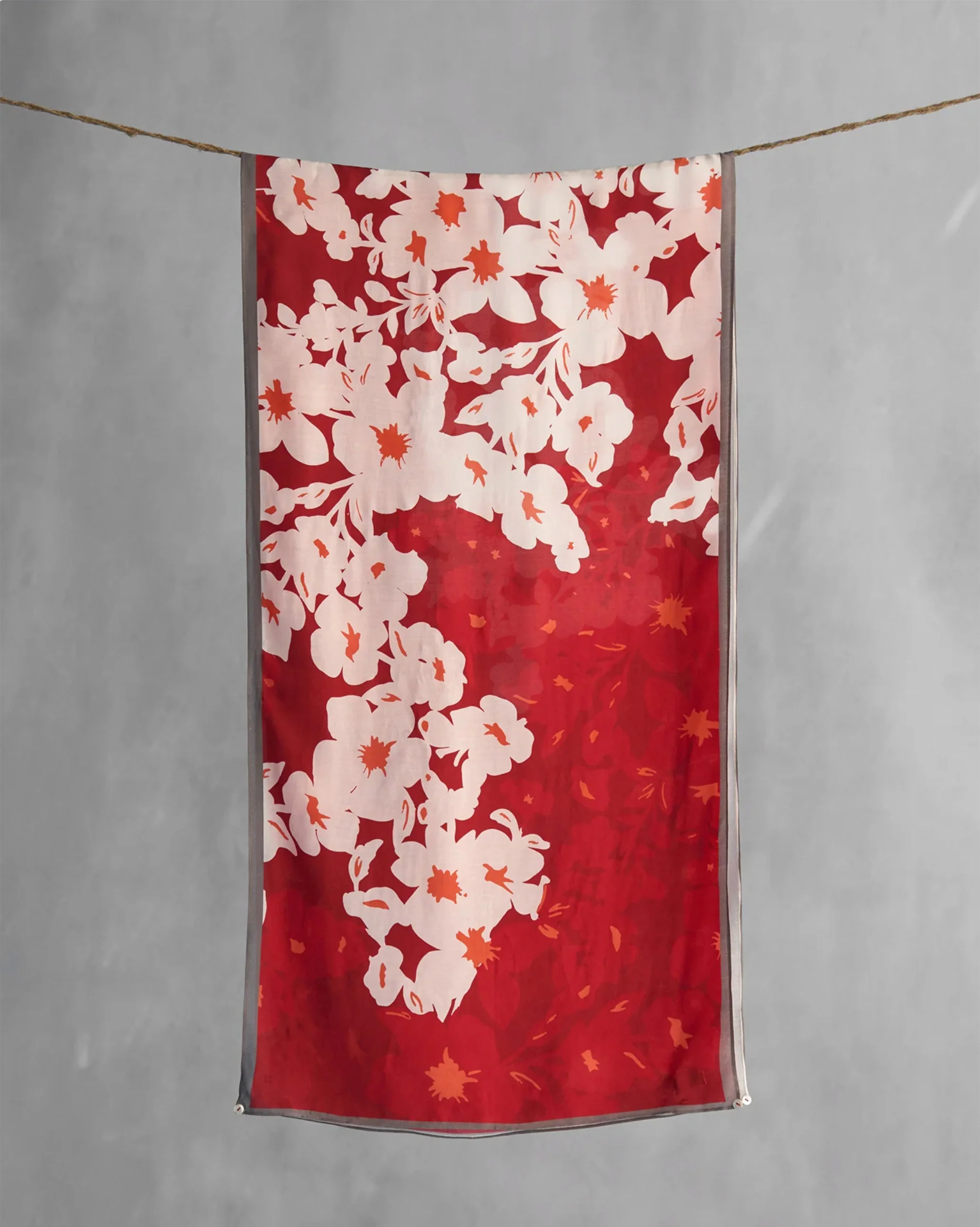 Burma Scarf - Red & Ivory - Image 3