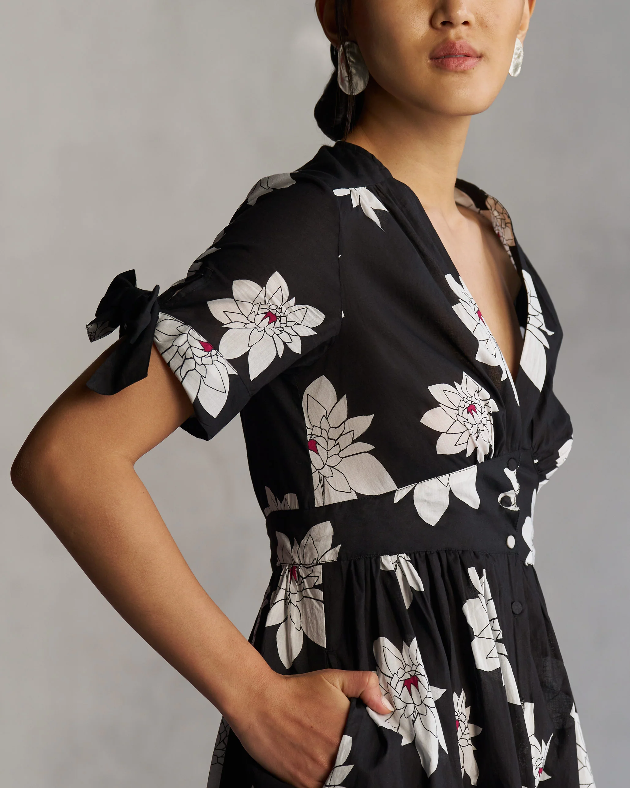 Button Down Dress - Black - Image 2