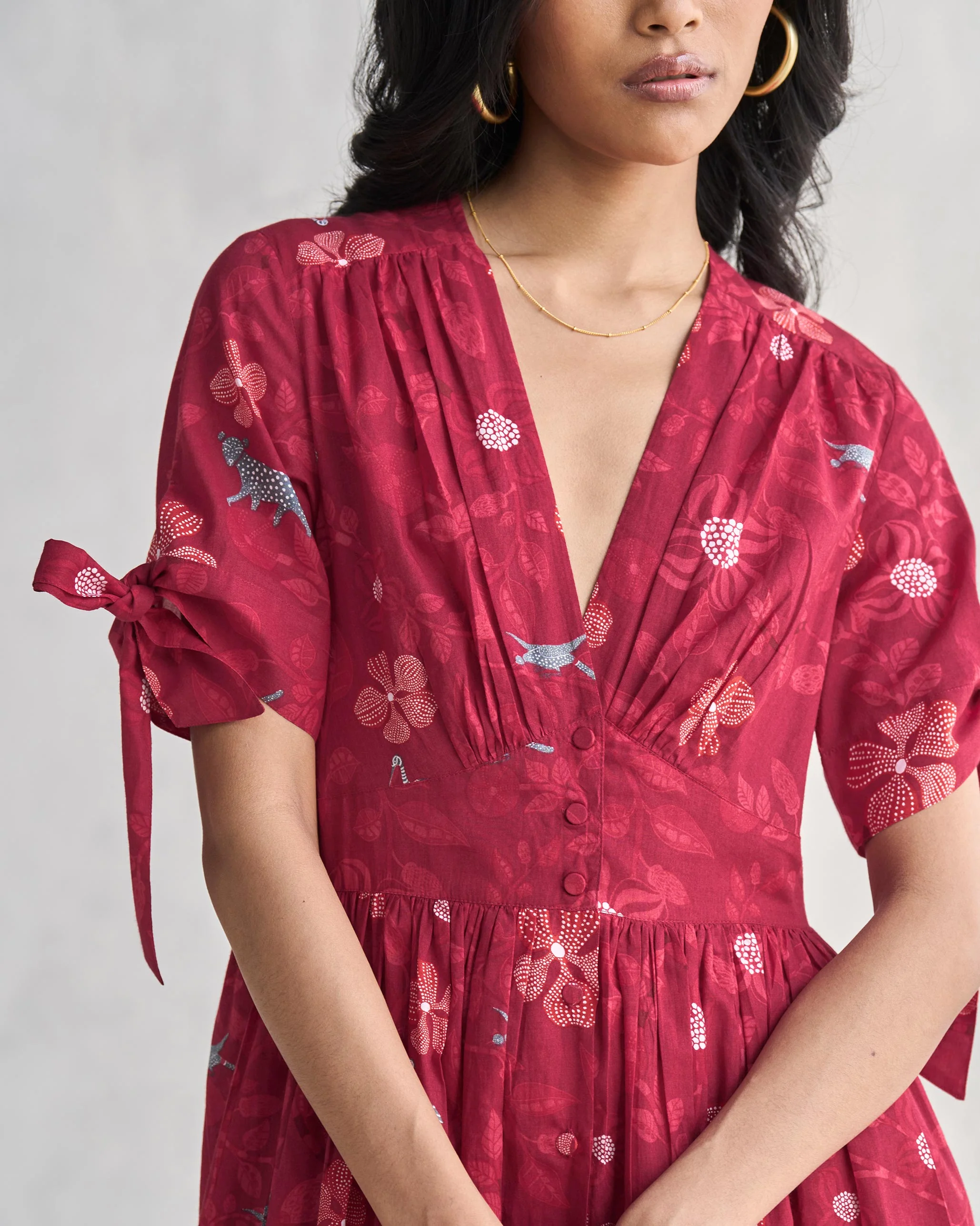 Button Down Dress - Red - Image 2