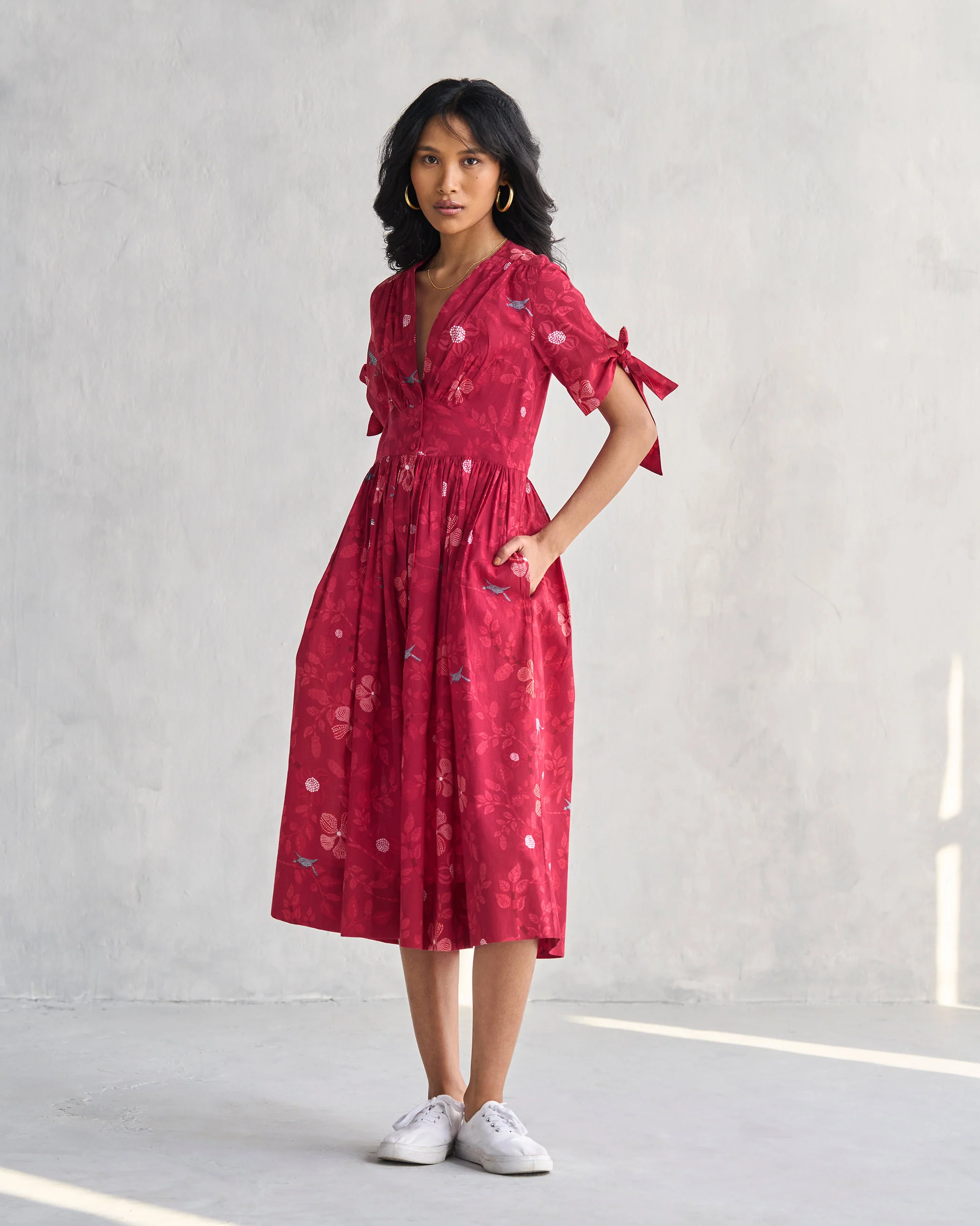 Button Down Dress - Red - Image 4
