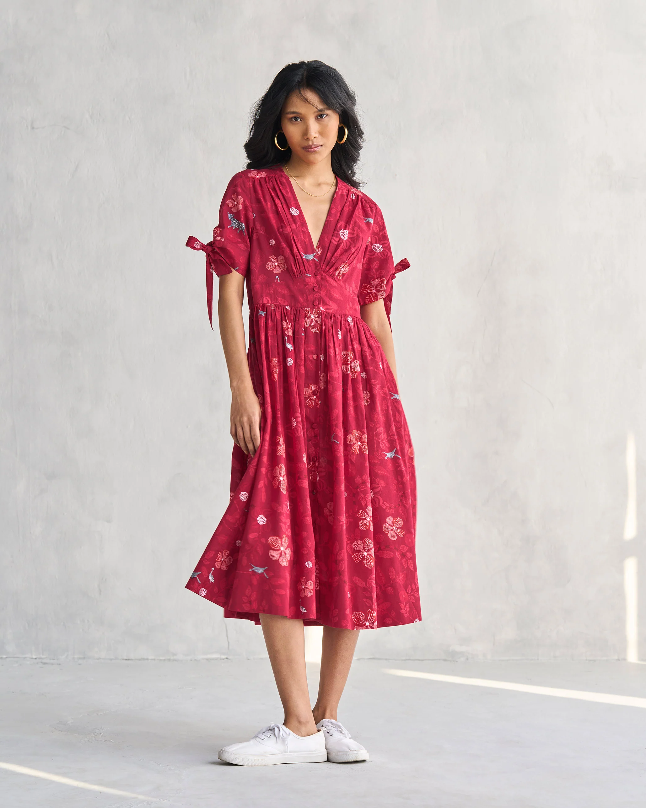 Button Down Dress - Red - Image 6