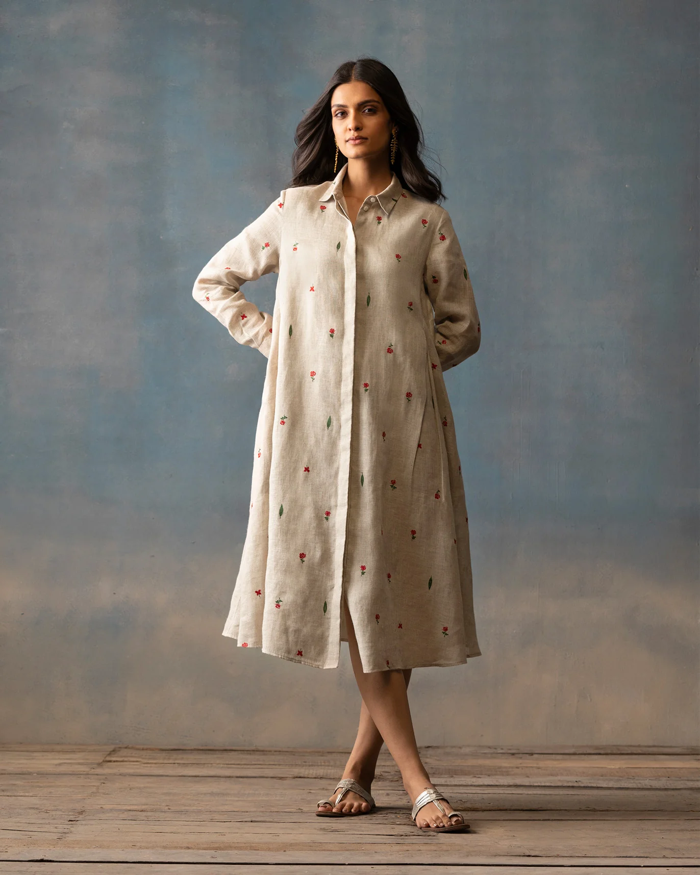 Button Front Dress - Natural - Image 3