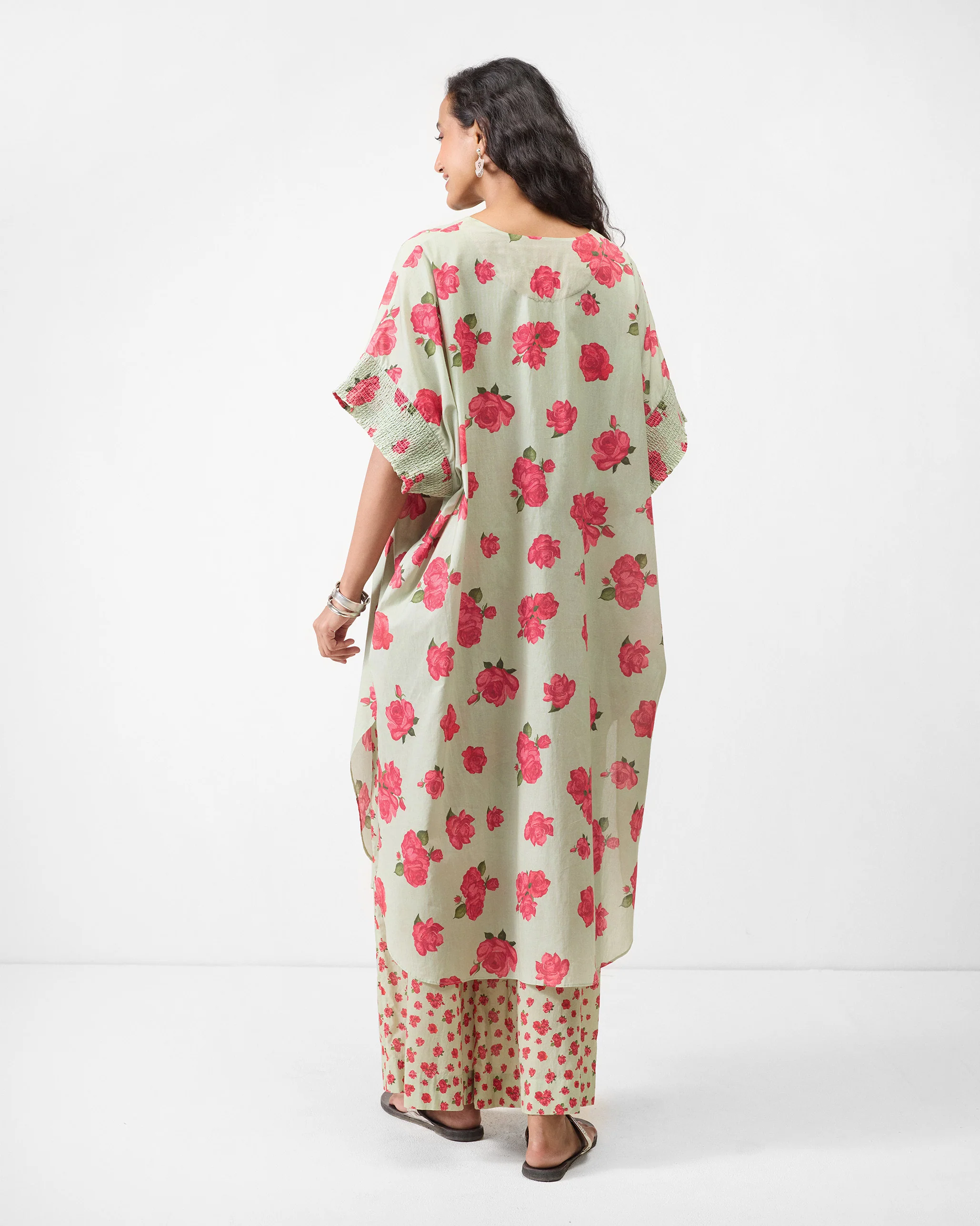 Calicut Kurta - Mint & Watermelon Print - Image 2