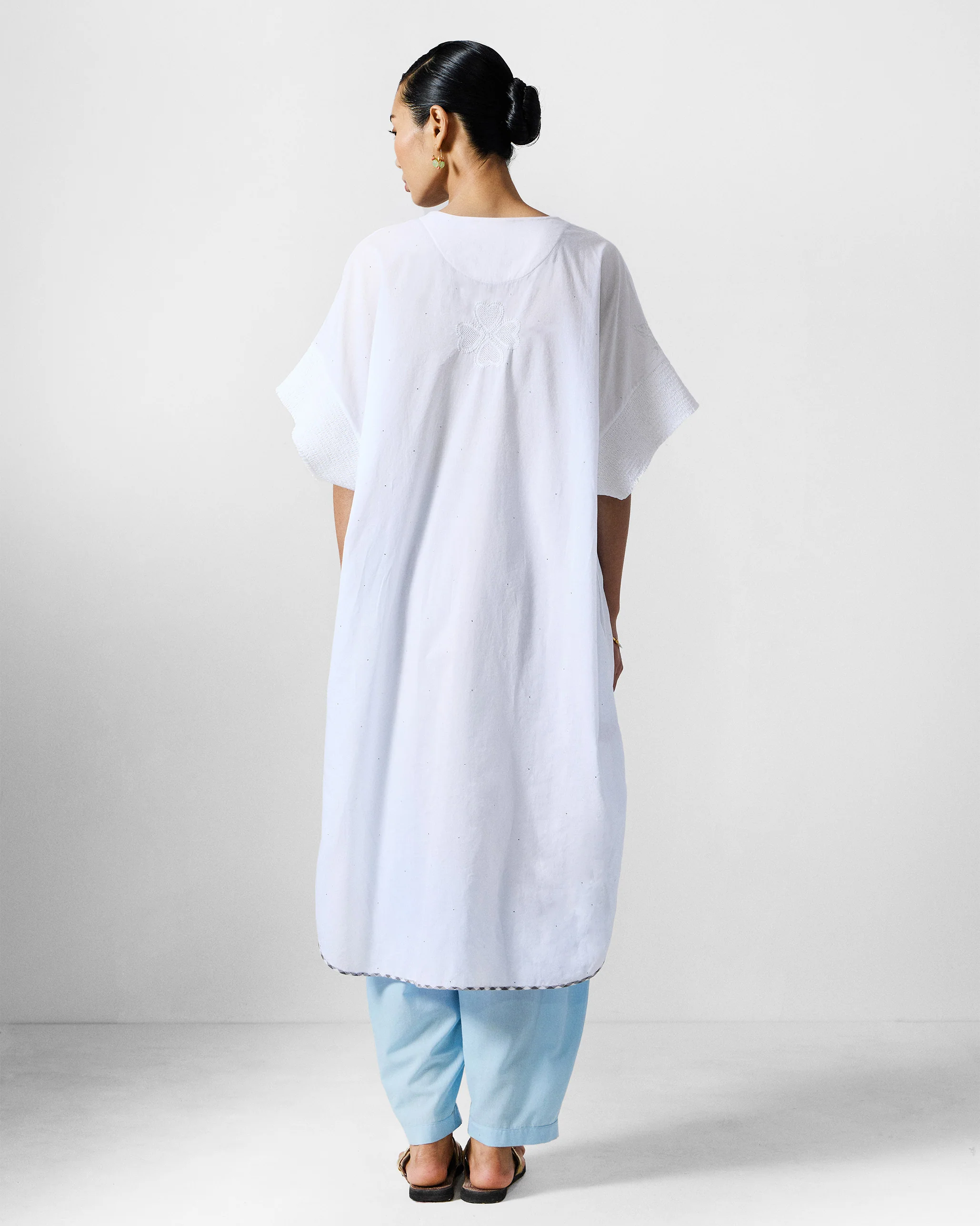 Calicut Kurta - White Embroidered - Image 3