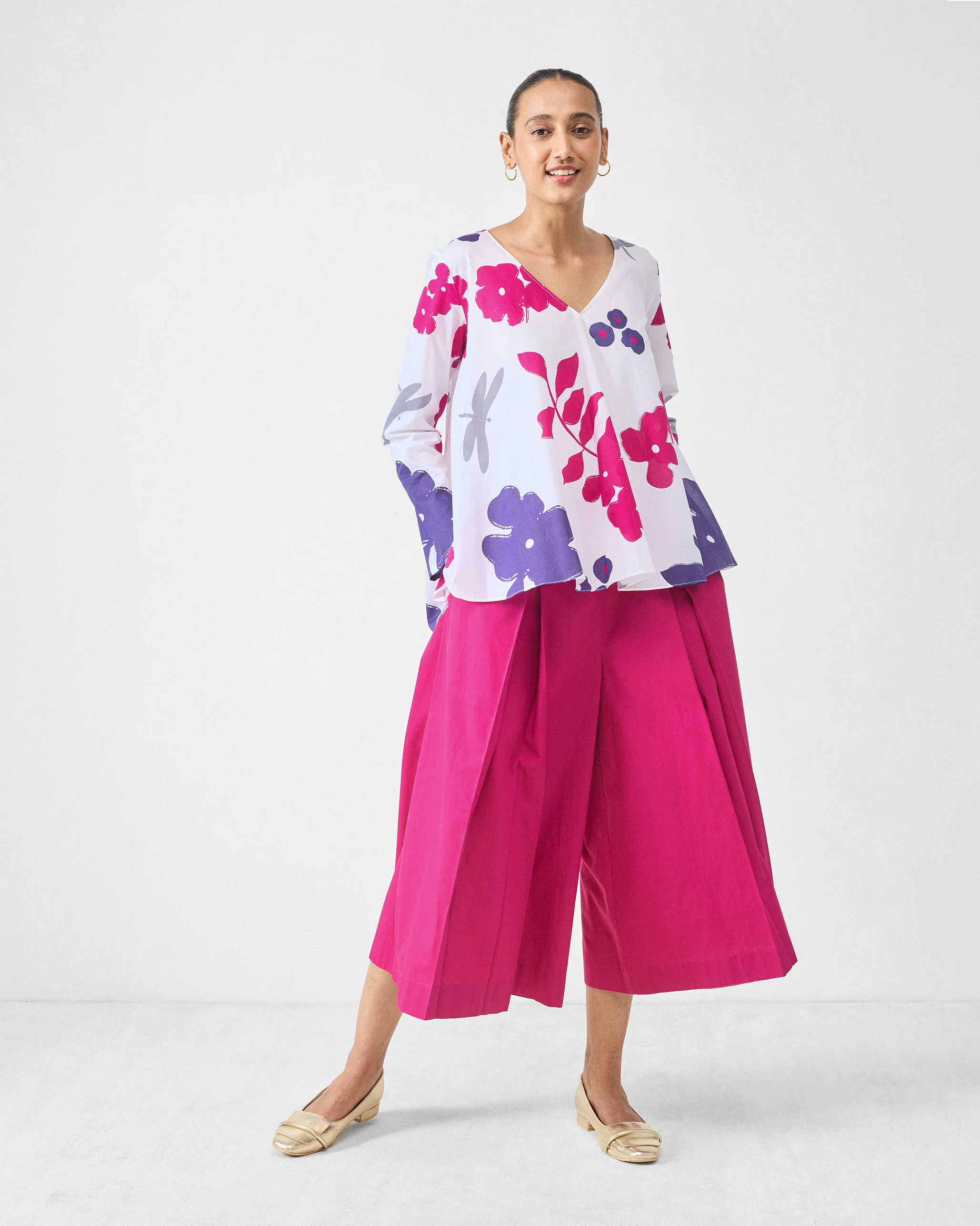Calicut Top - White & Purple Printed - Image 7