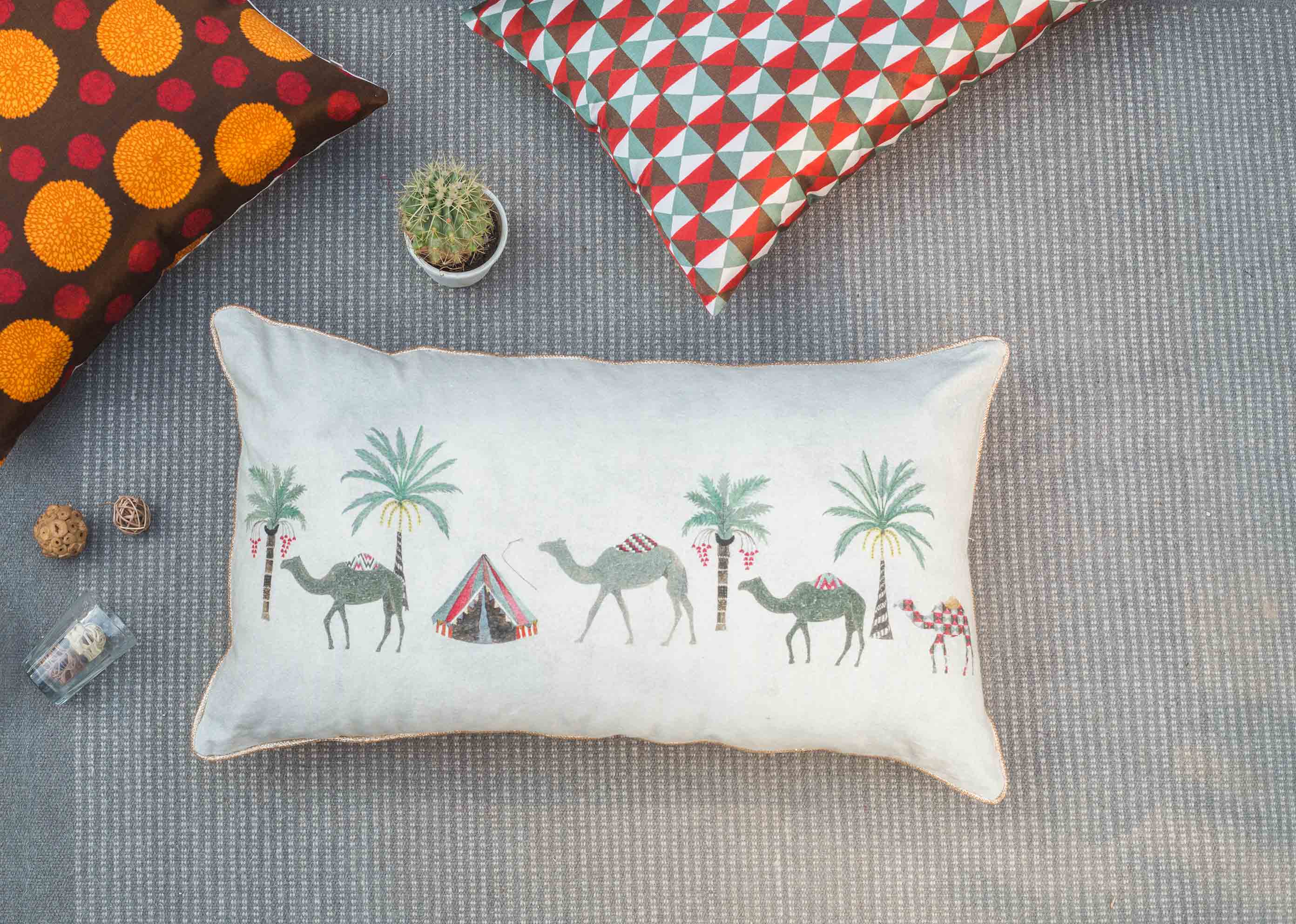 Camel Parade Lumbar Cushion Cover - Image 3