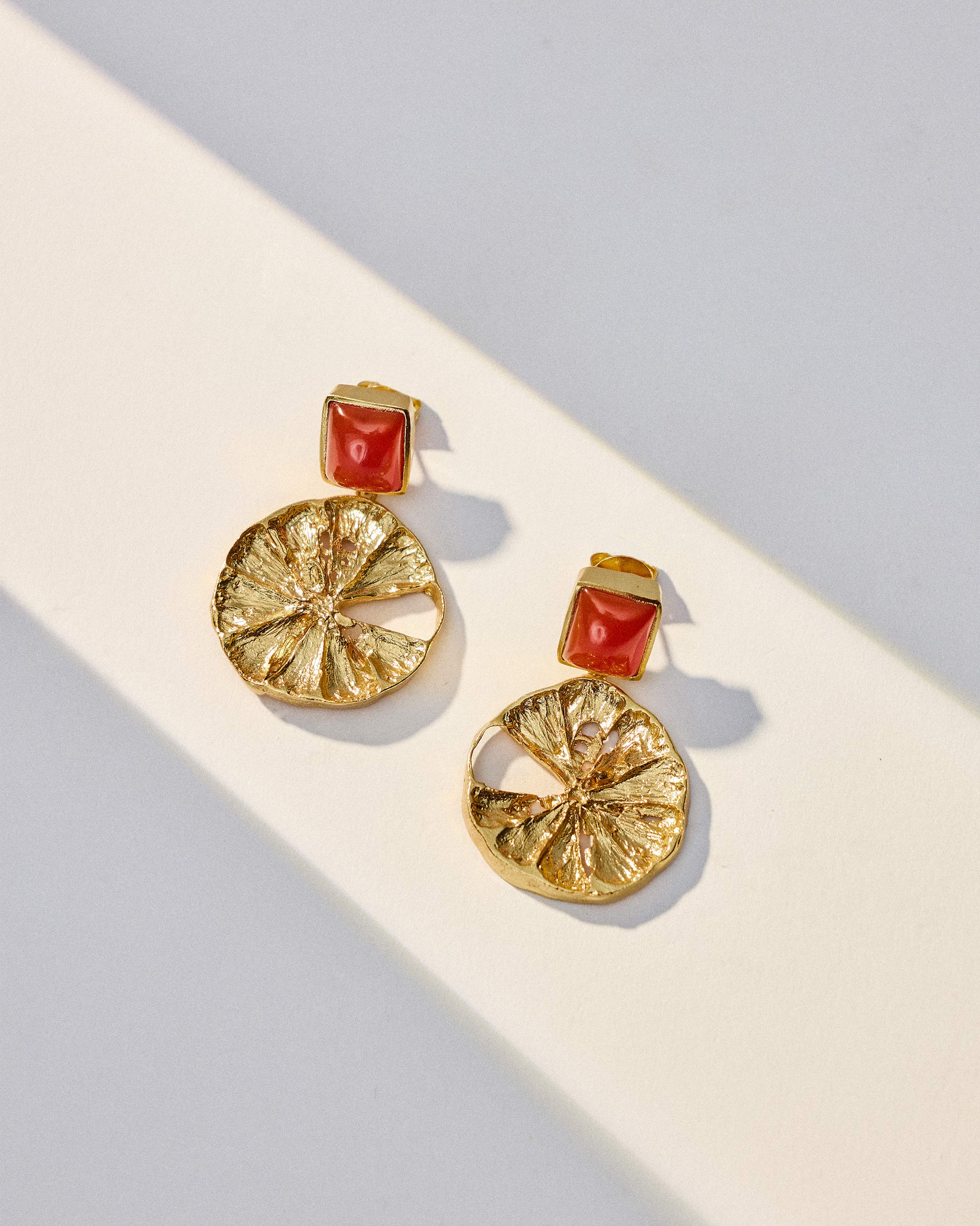Carnelian Lemon Drop Earrings - Gold - Image 3