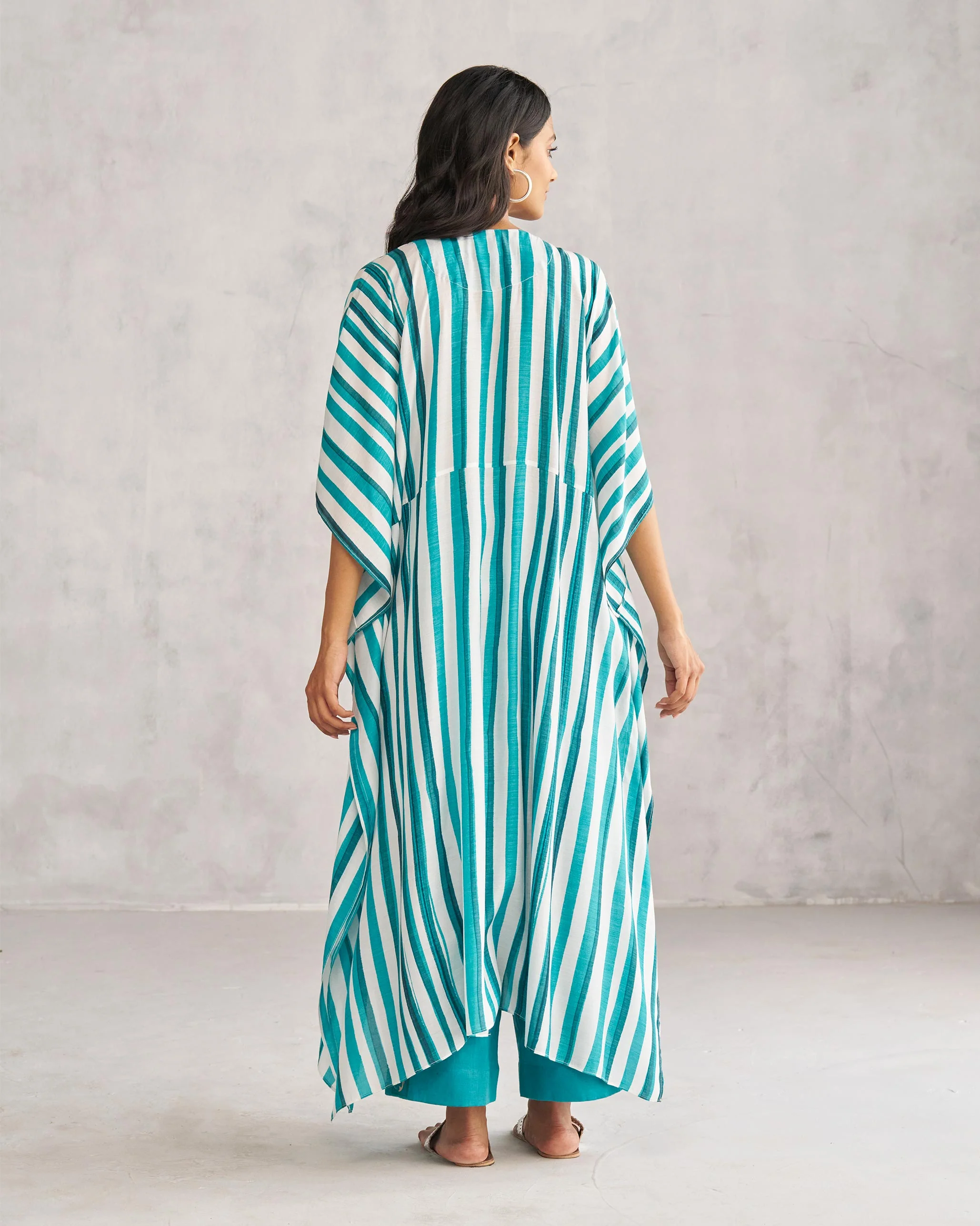Celeste Kaftan - Teal & White Tssxnb - Image 3