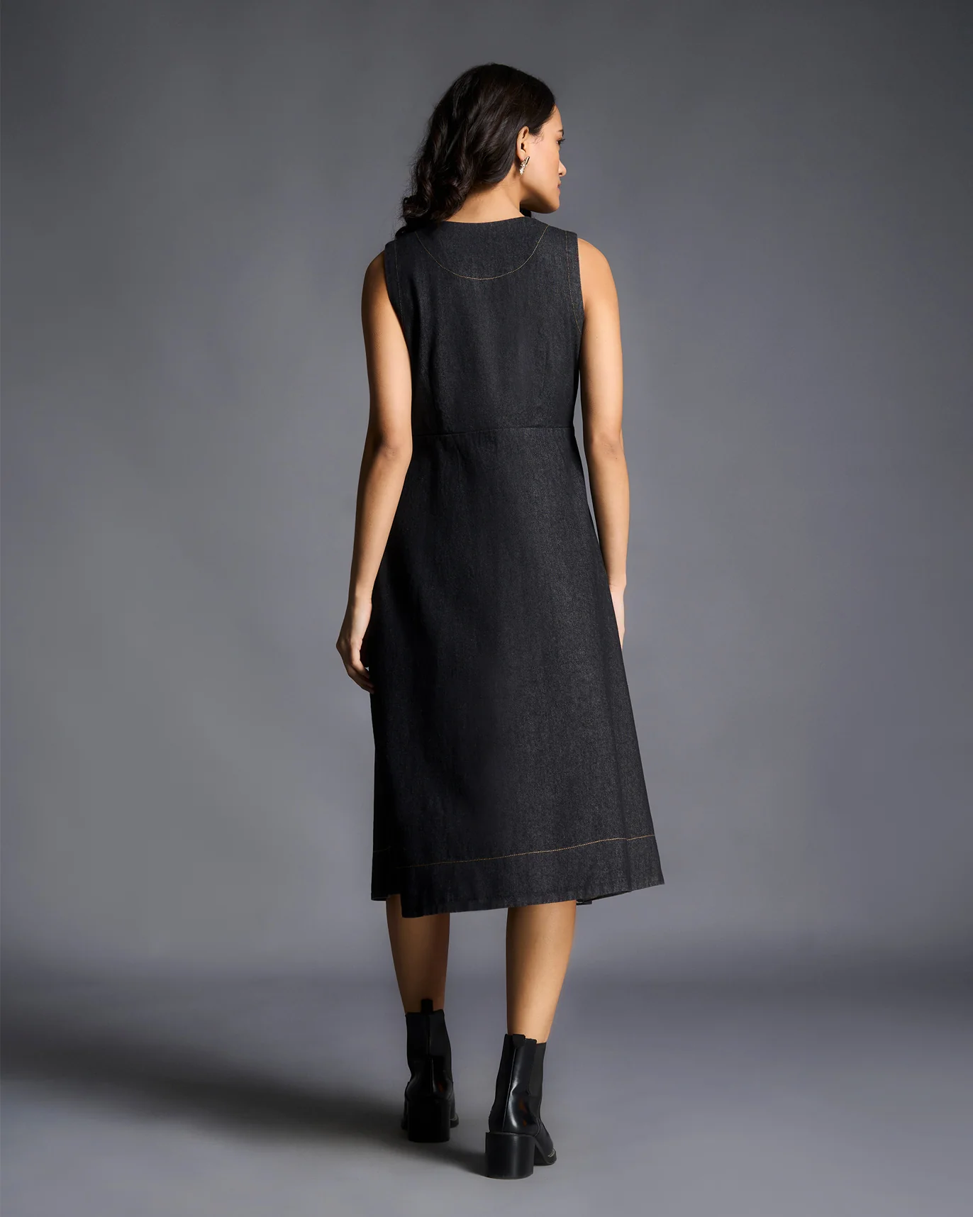 Celeste Overlap Dress - Charcoal - Image 3