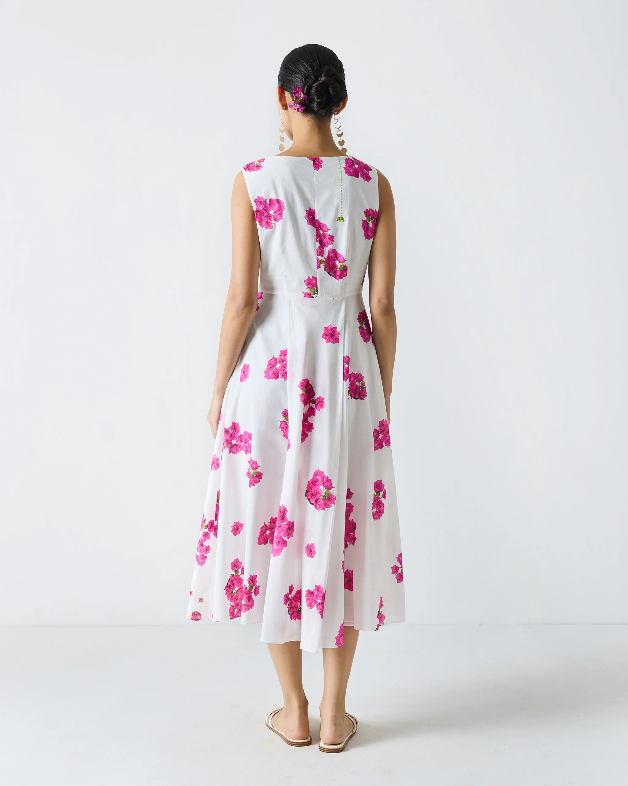 Ceylon Layered Dress - White & Fuchsia Print - Image 7