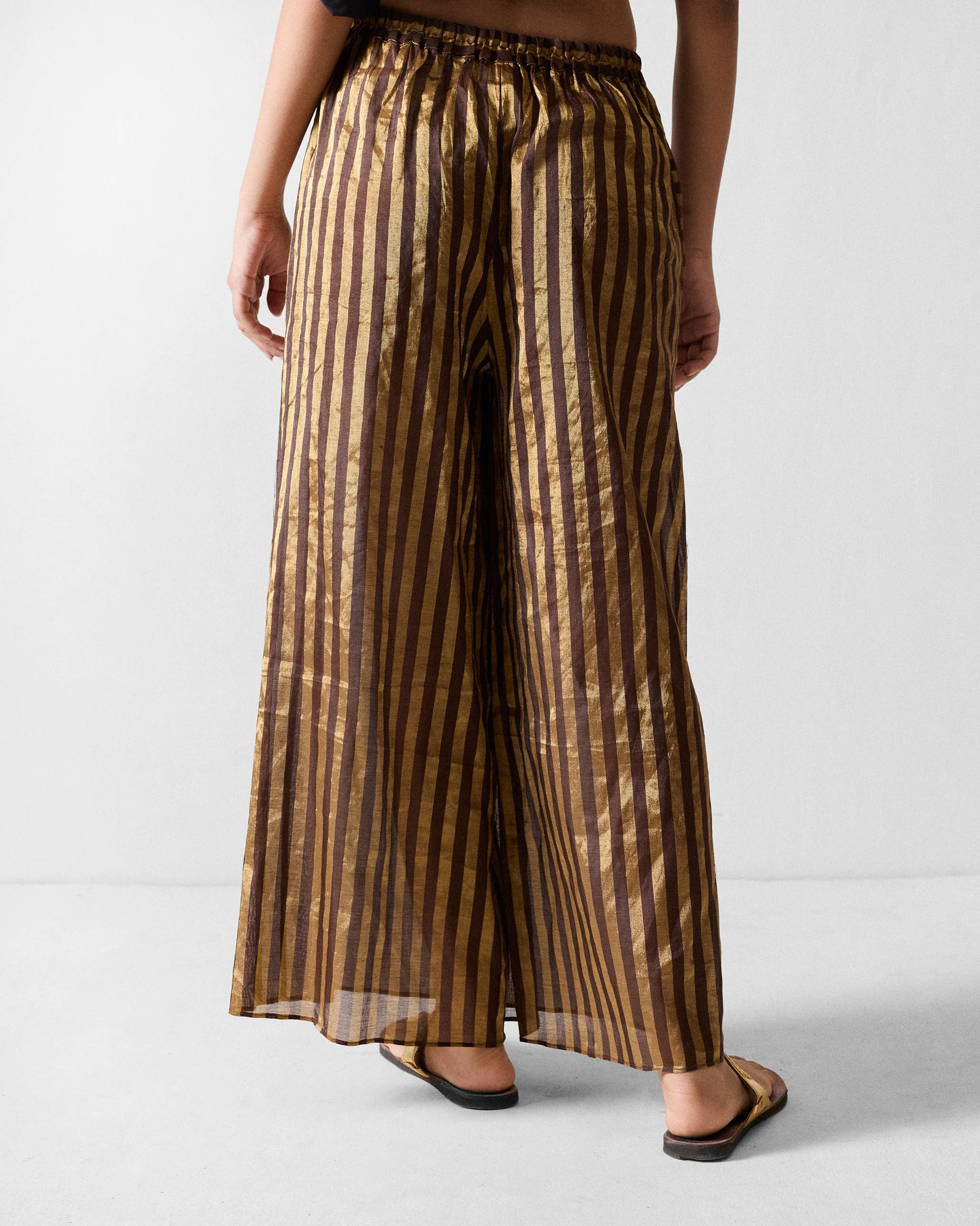 Ceylon Pyjama - Chocolate Brown & Gold Stripes - Image 2
