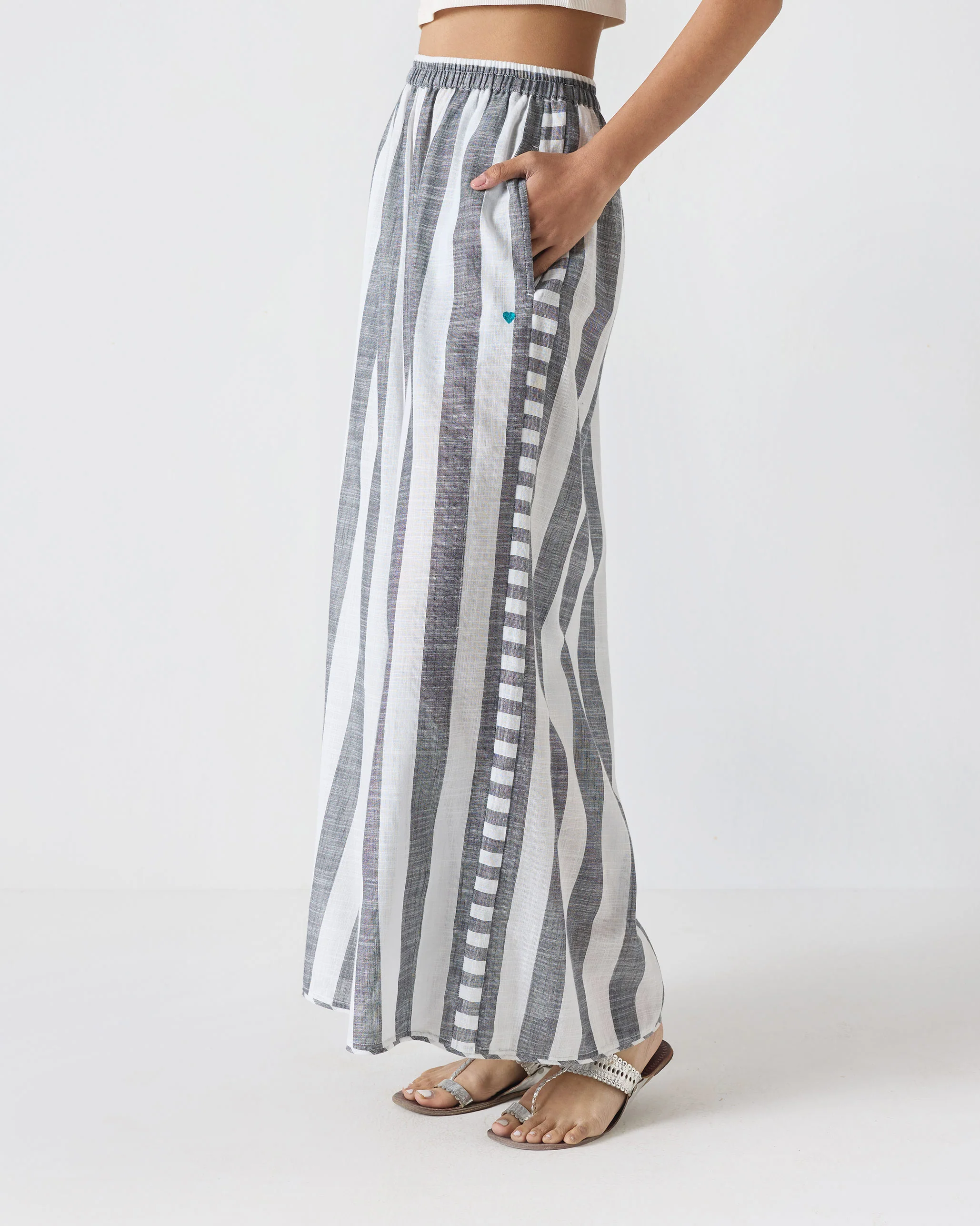 Ceylon Pyjamas - Charcoal & White Stripes - Image 2