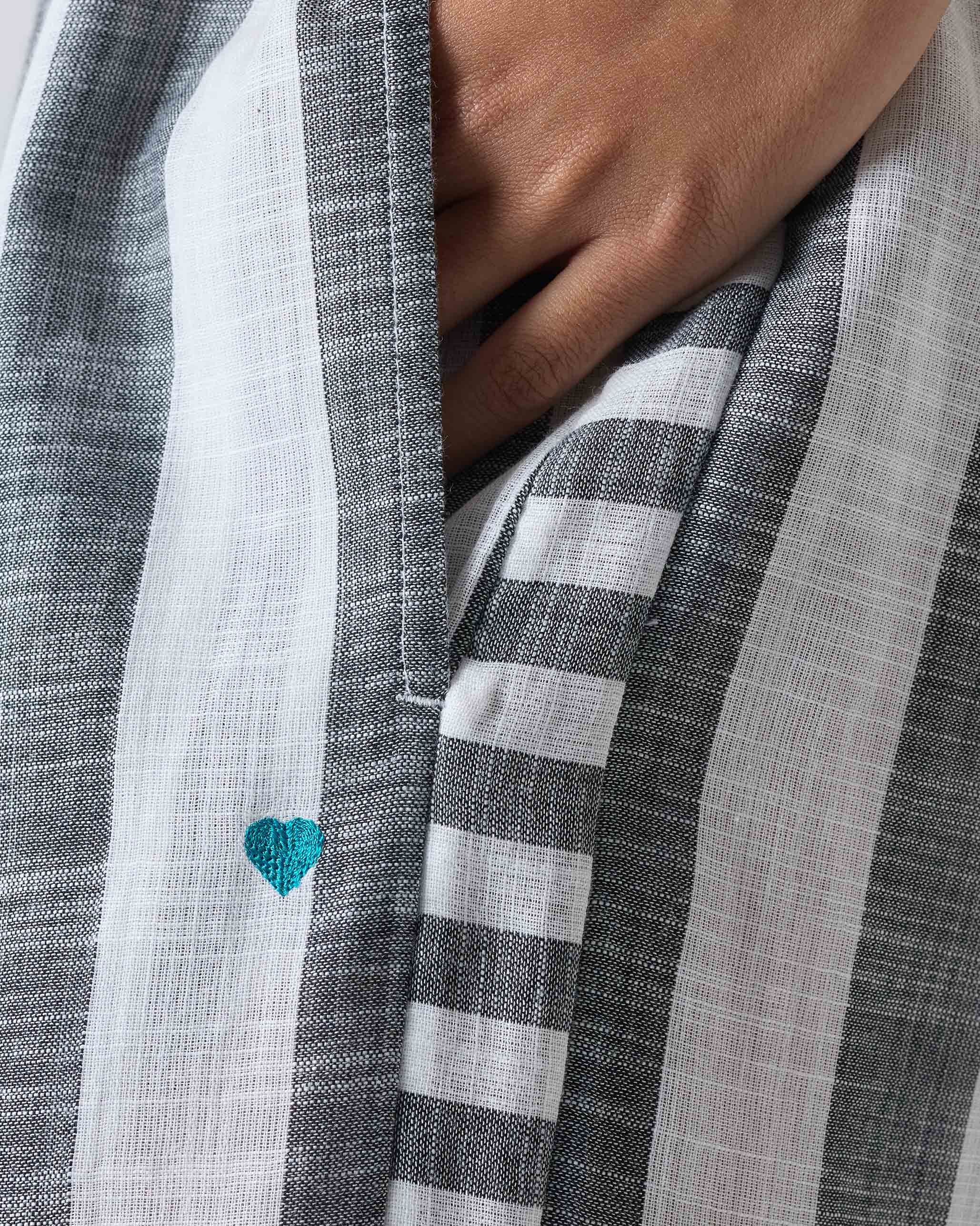 Ceylon Pyjamas - Charcoal & White Stripes - Image 3