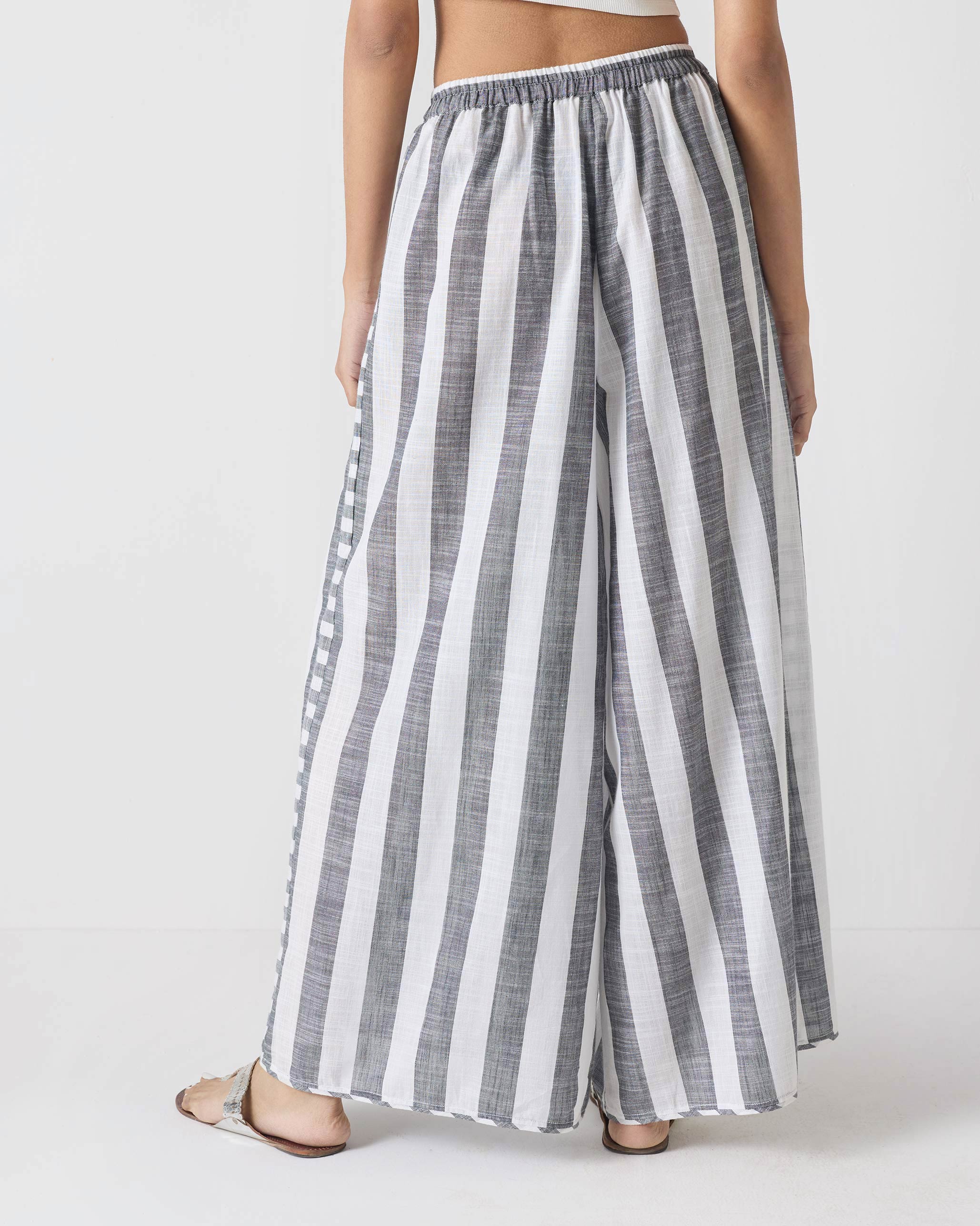Ceylon Pyjamas - Charcoal & White Stripes - Image 4