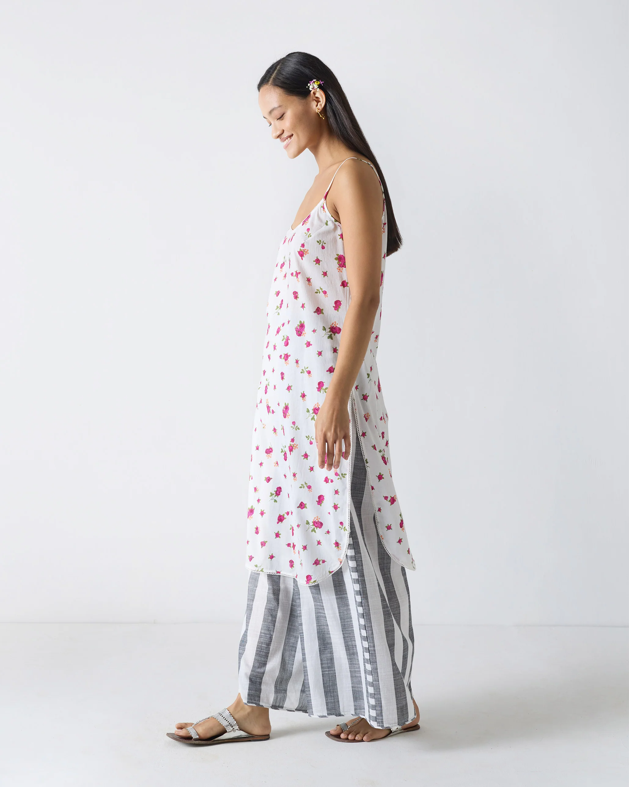Ceylon Pyjamas - Charcoal & White Stripes - Image 6