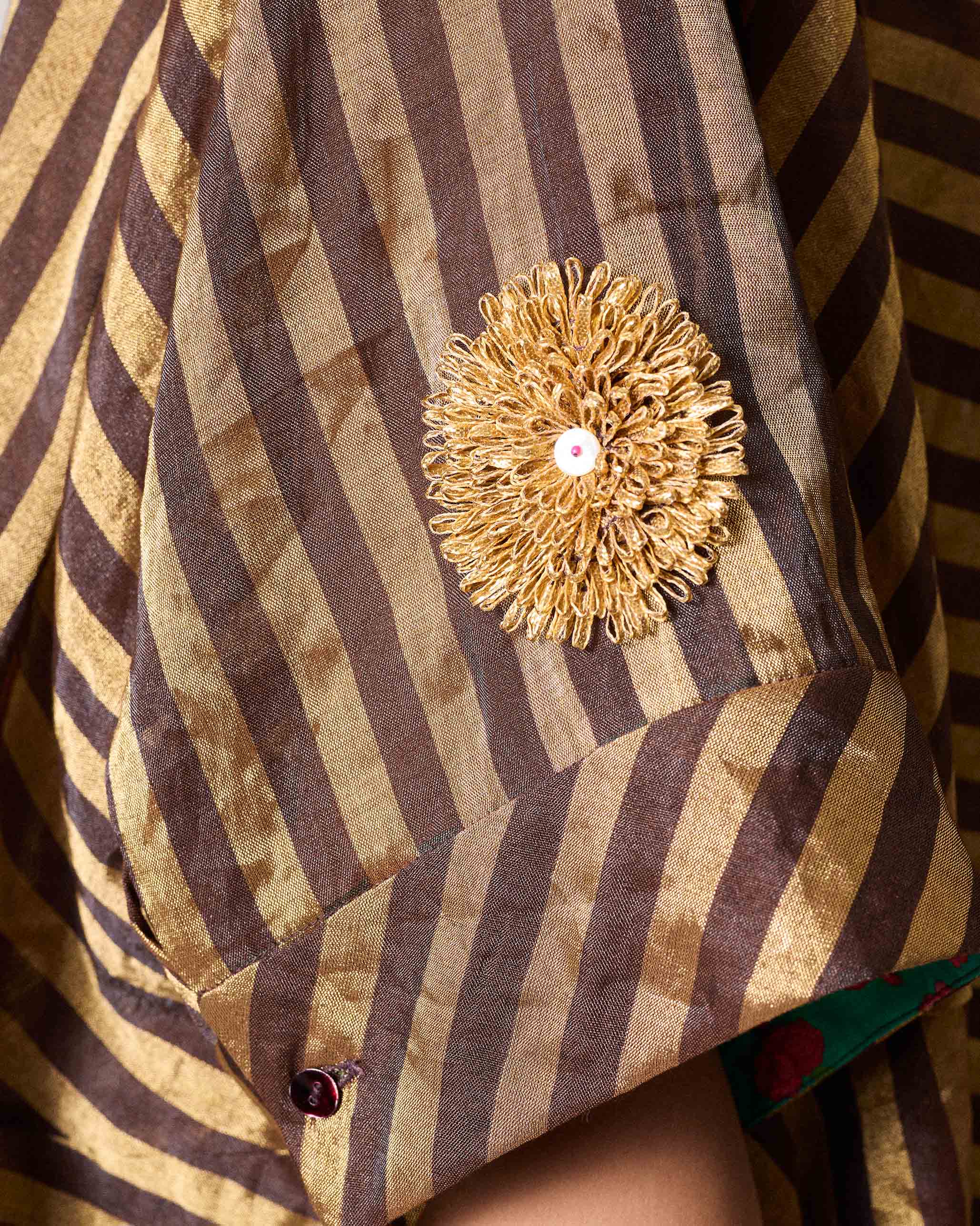Ceylon Shirt - Chocolate Brown & Gold Stripes - Image 6