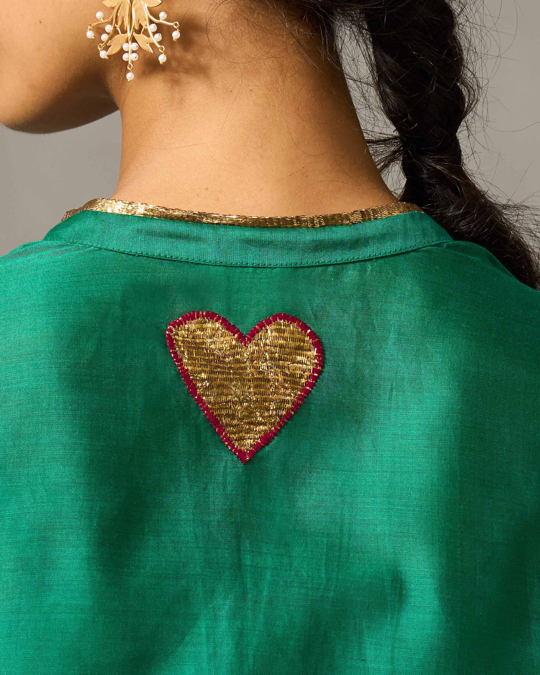 Chaand Pocket Kurta & Slip - Green - Image 2