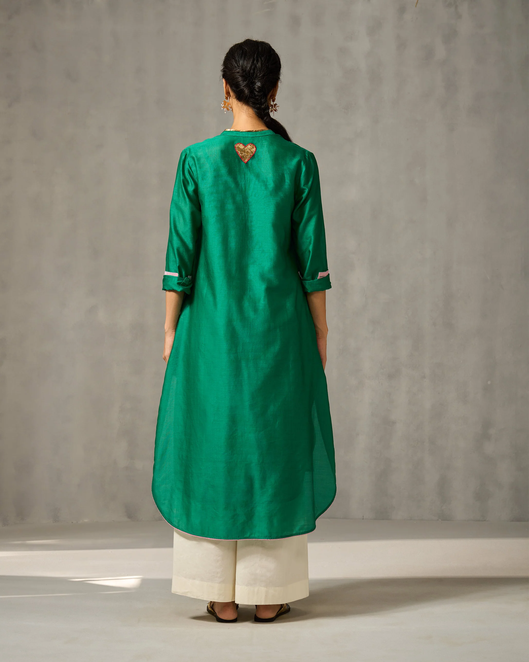 Chaand Pocket Kurta & Slip - Green - Image 6