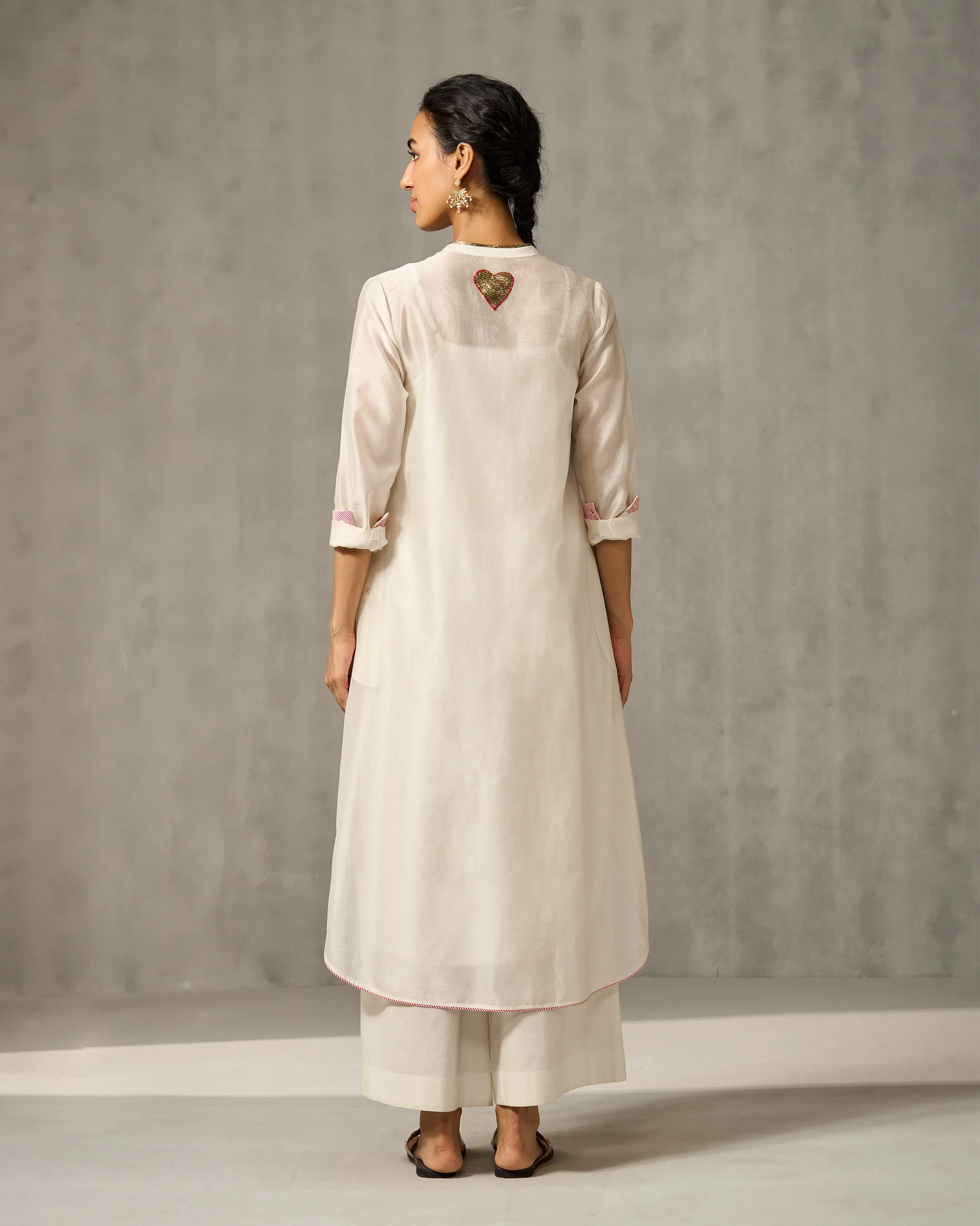 Chaand Pocket Kurta & Slip - Ivory - Image 2