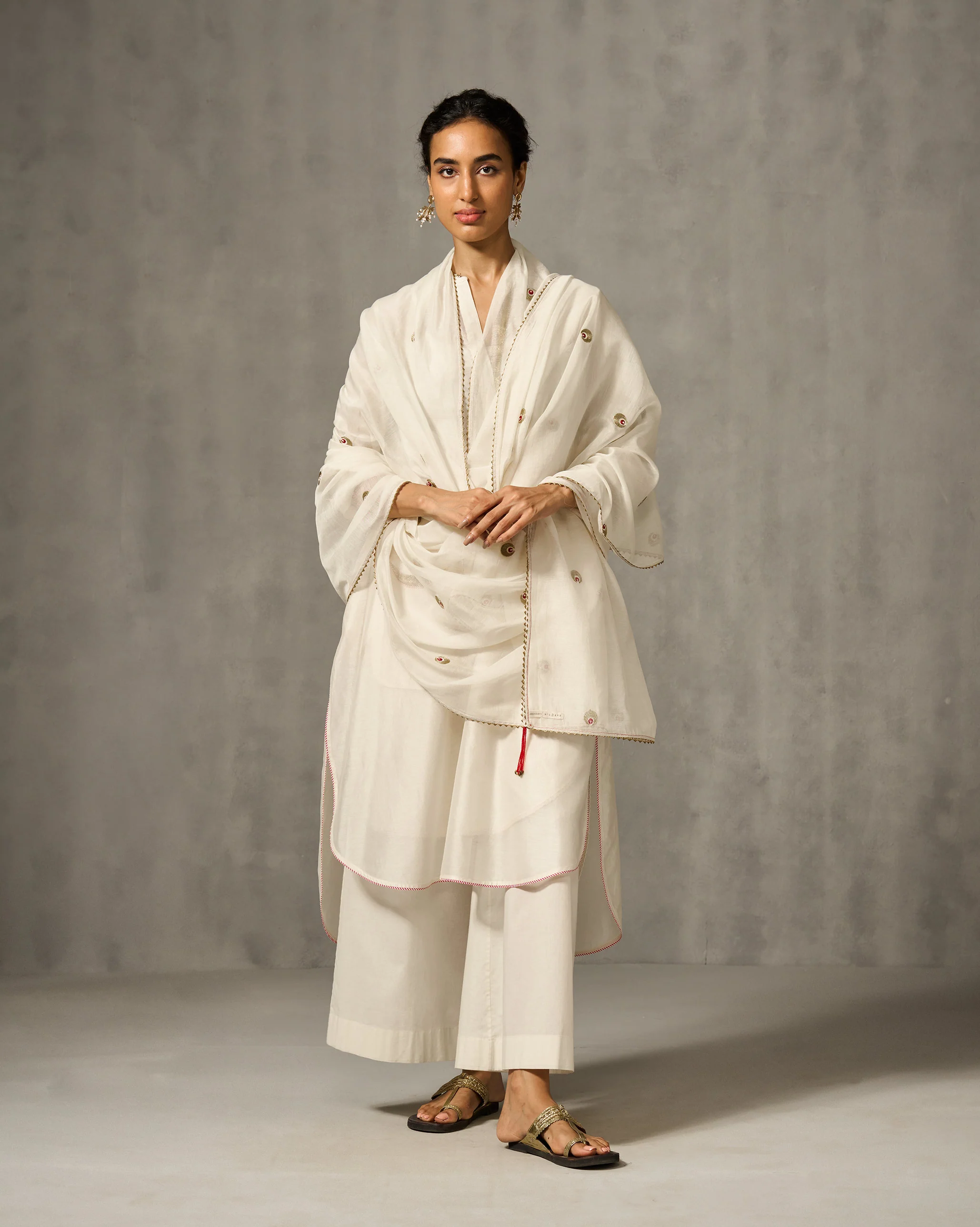 Chaand Pocket Kurta & Slip - Ivory - Image 9