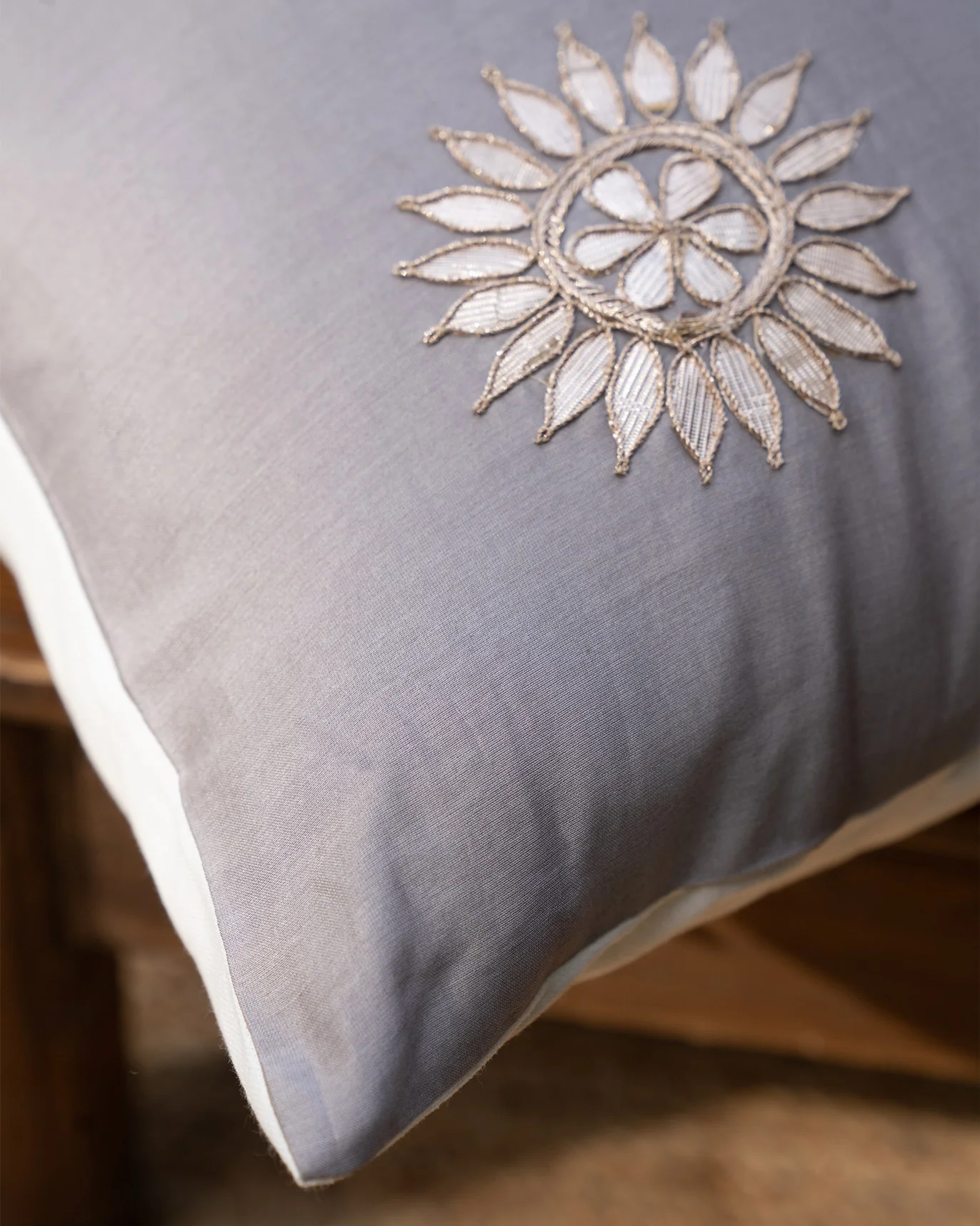 Chakra Cushion Cover - Soft Grey - Image 2