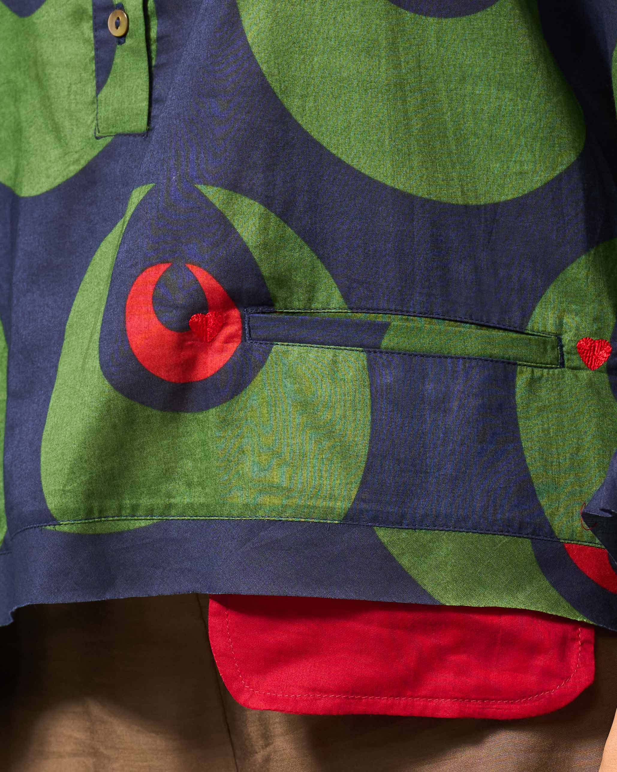 Chandini Top - Navy & Green Print - Image 2