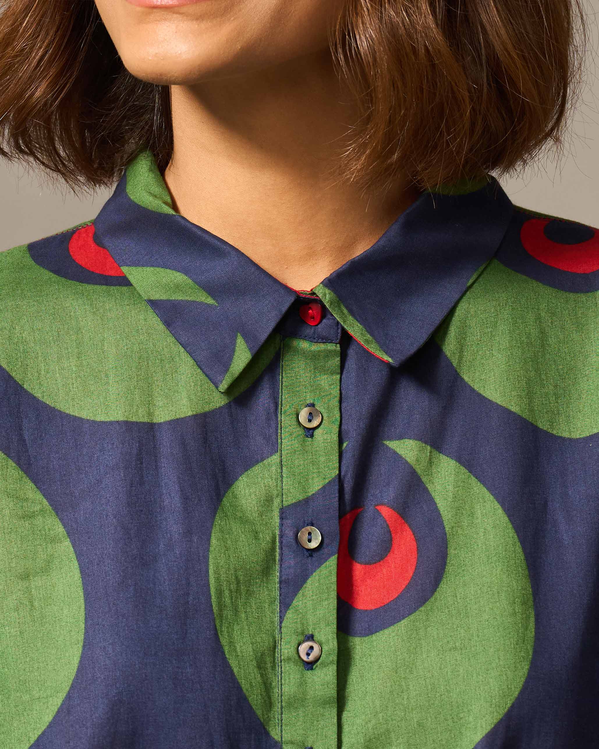 Chandini Top - Navy & Green Print - Image 3