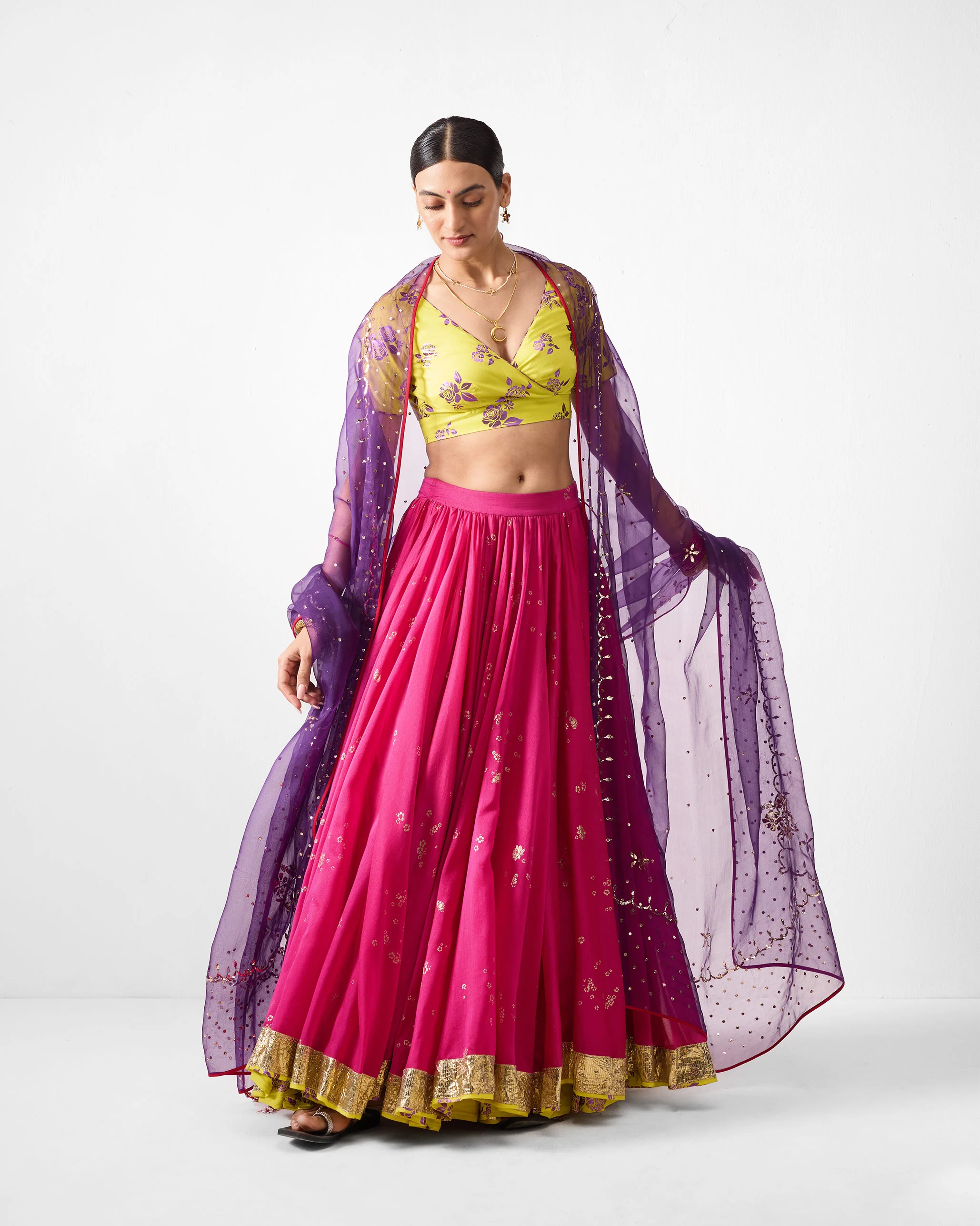Chandni Dupatta - Purple Embroidered - Image 2