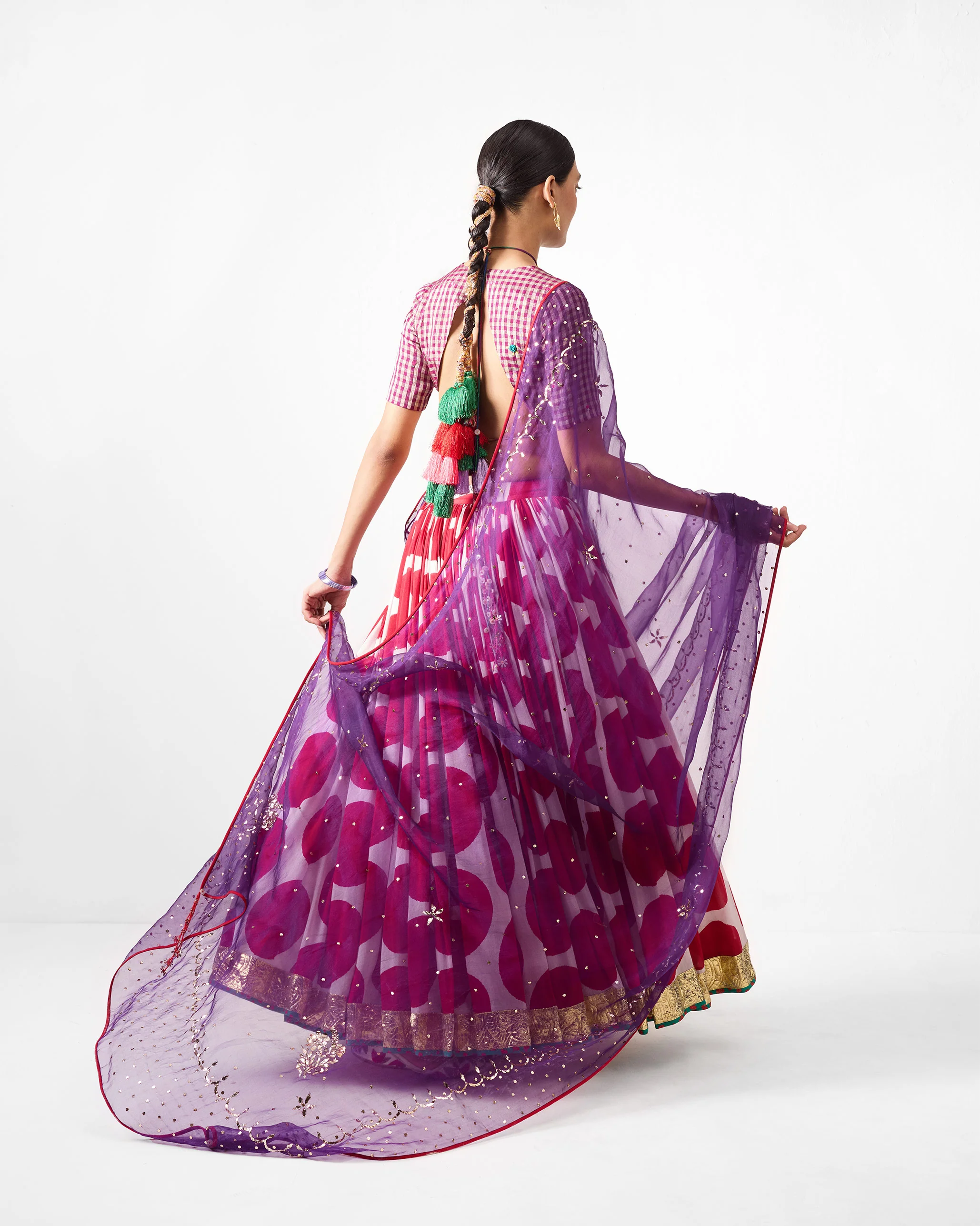 Chandni Dupatta - Purple Embroidered - Image 4