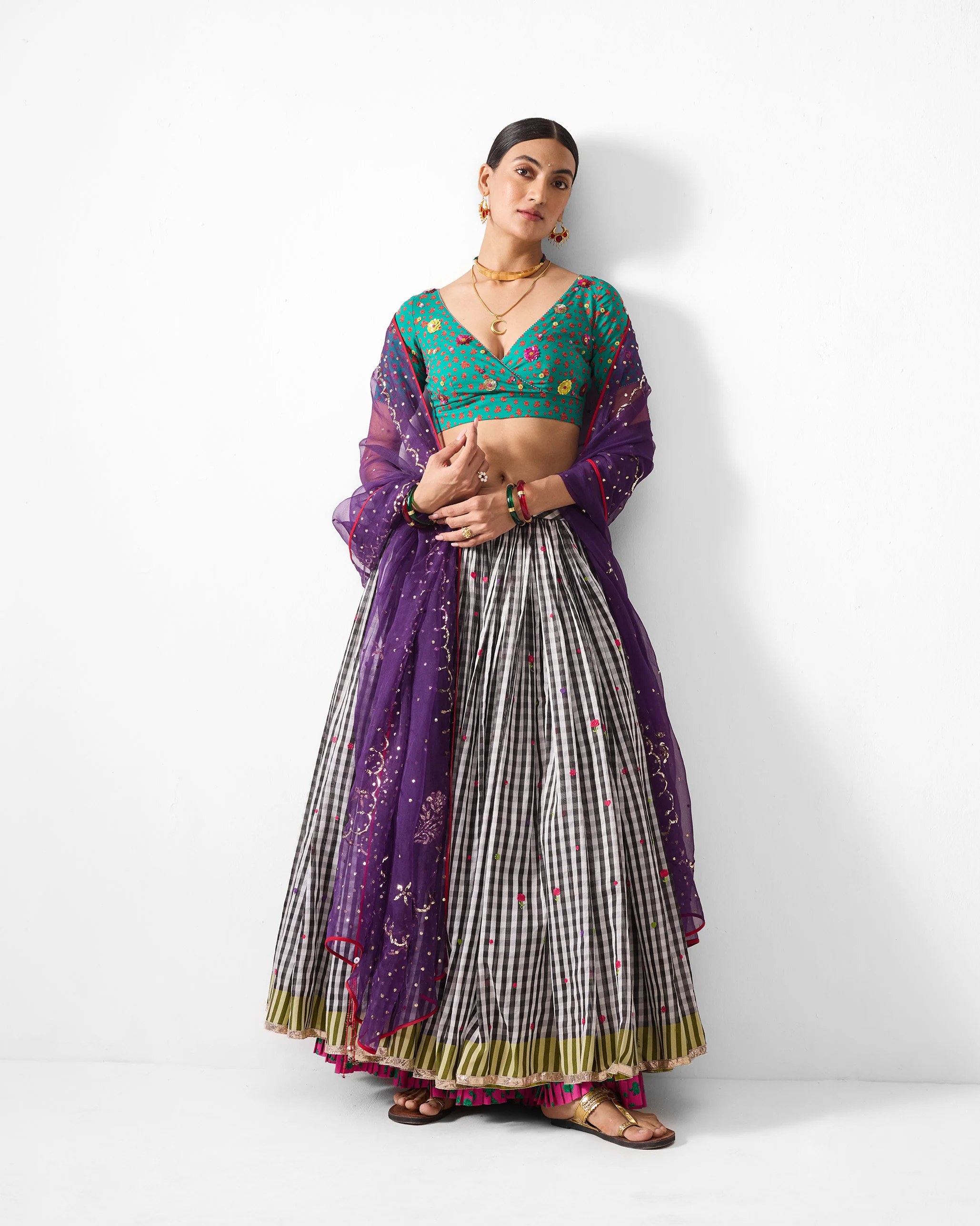 Chandni Dupatta - Purple Embroidered - Image 5