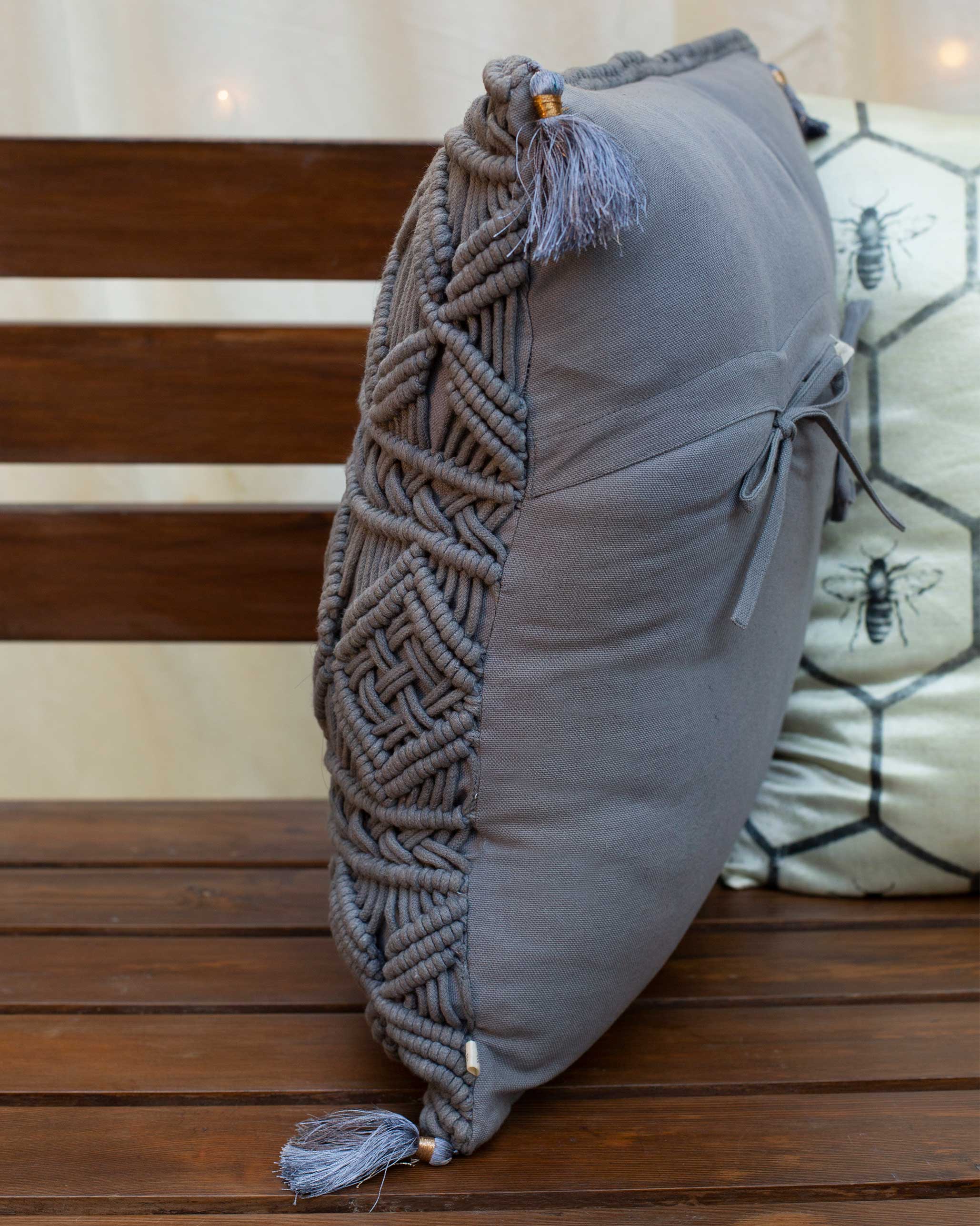 Charcoal Macrame Cover - Image 2