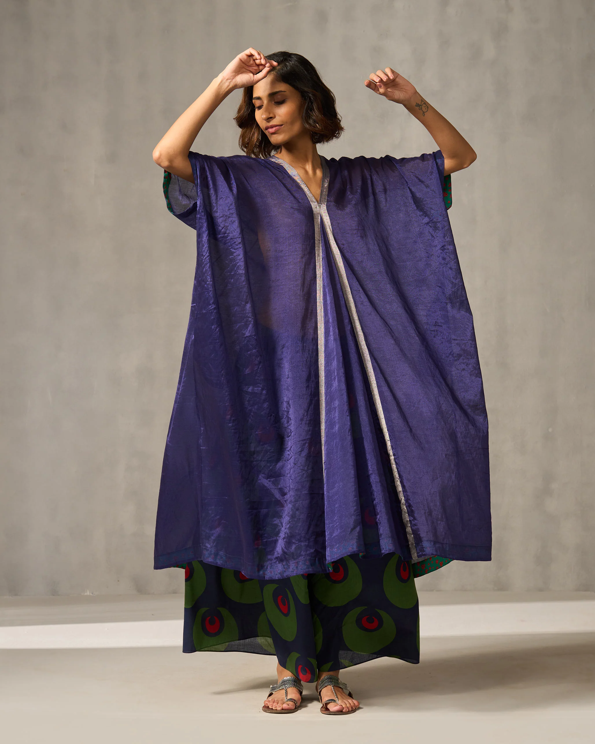 Charisma Kaftan - Navy & Silver - Image 2