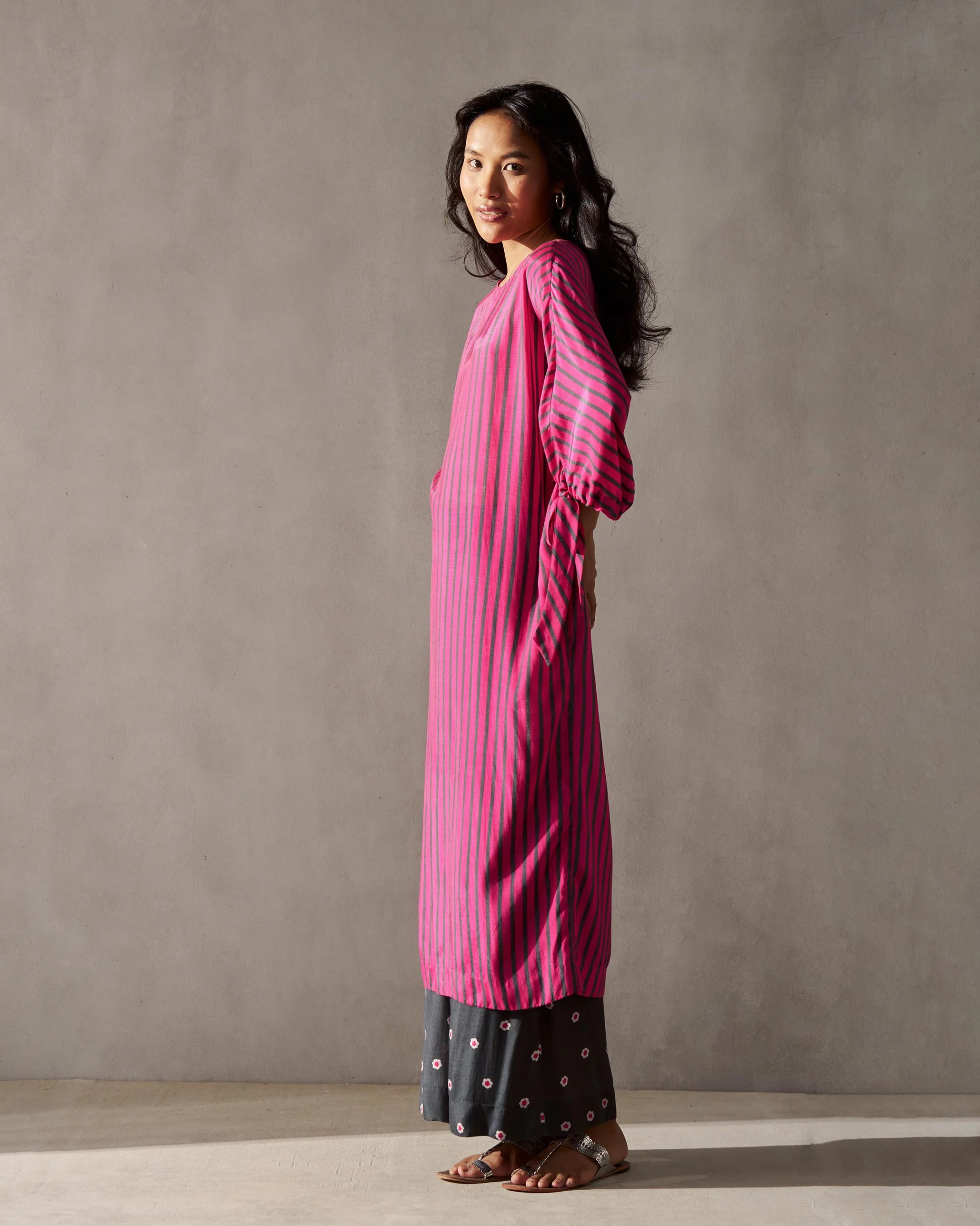 Charisma Kurta - Fuchsia & Grey - Image 4