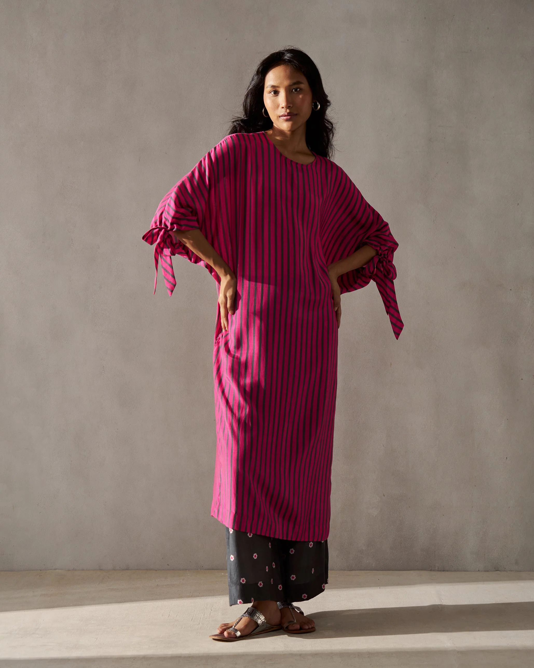 Charisma Kurta - Fuchsia & Grey - Image 6