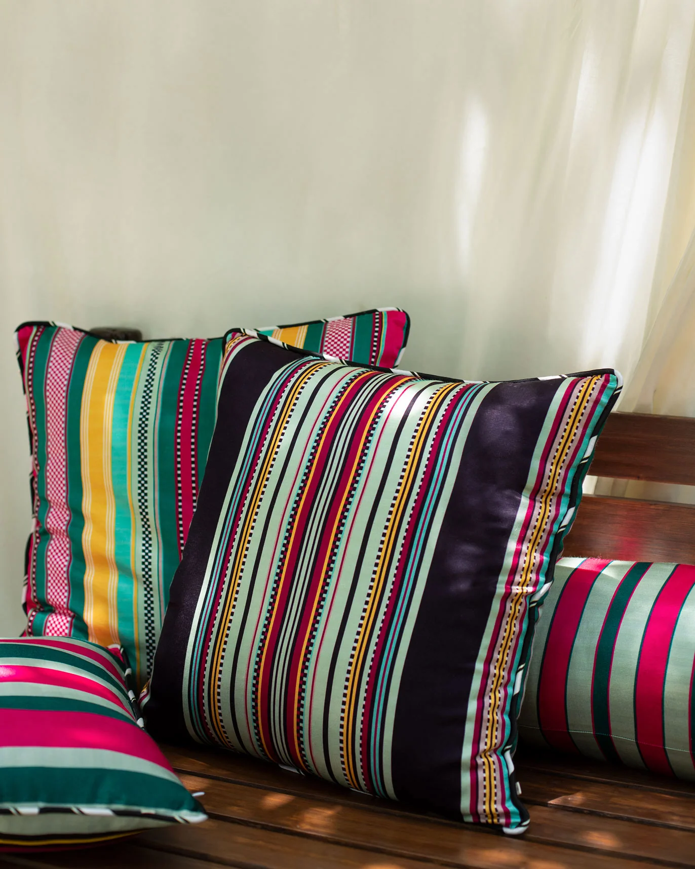 Check Stripe Cushion Cover - Multi - Image 2