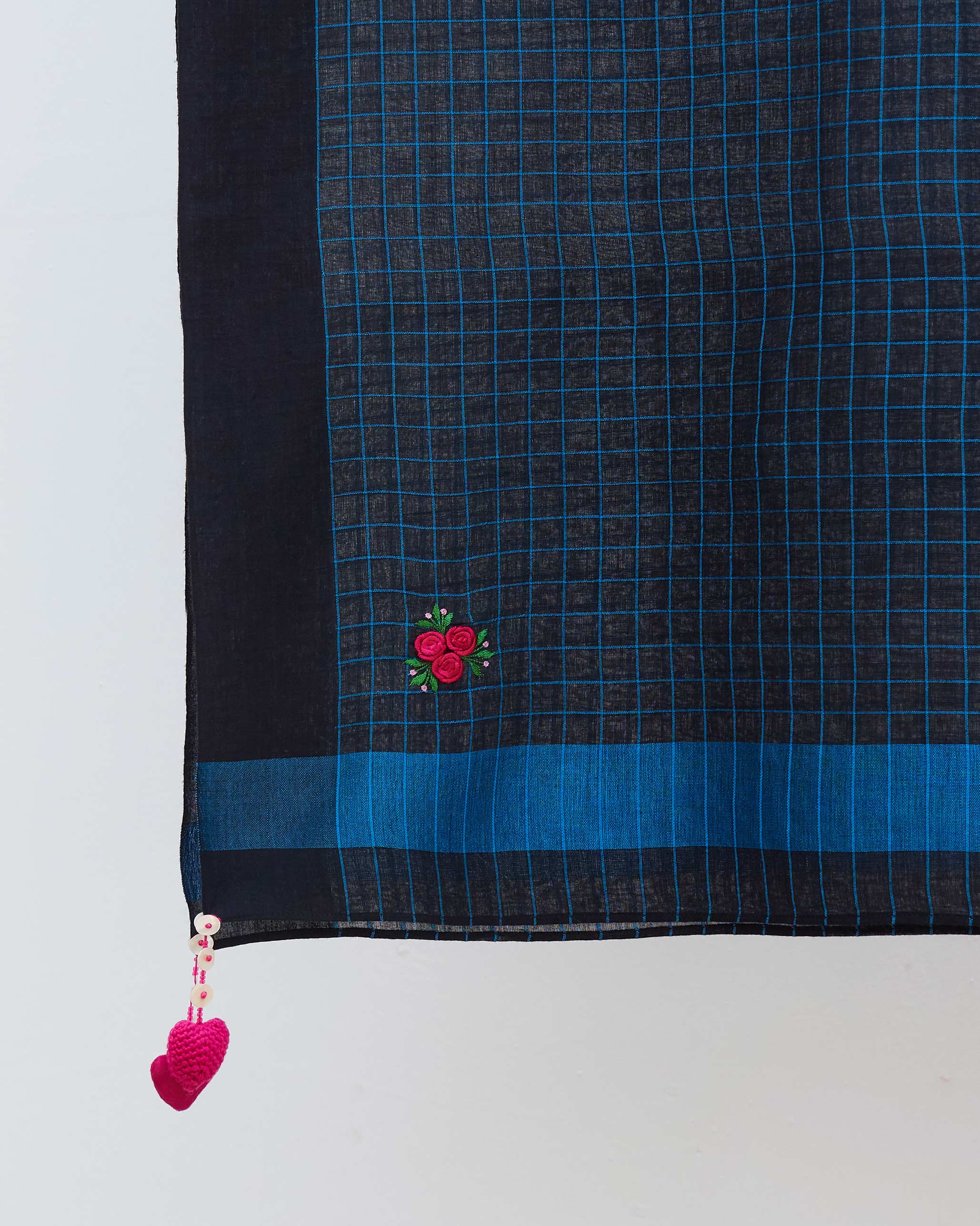 Checked Scarf - Blue - Image 2
