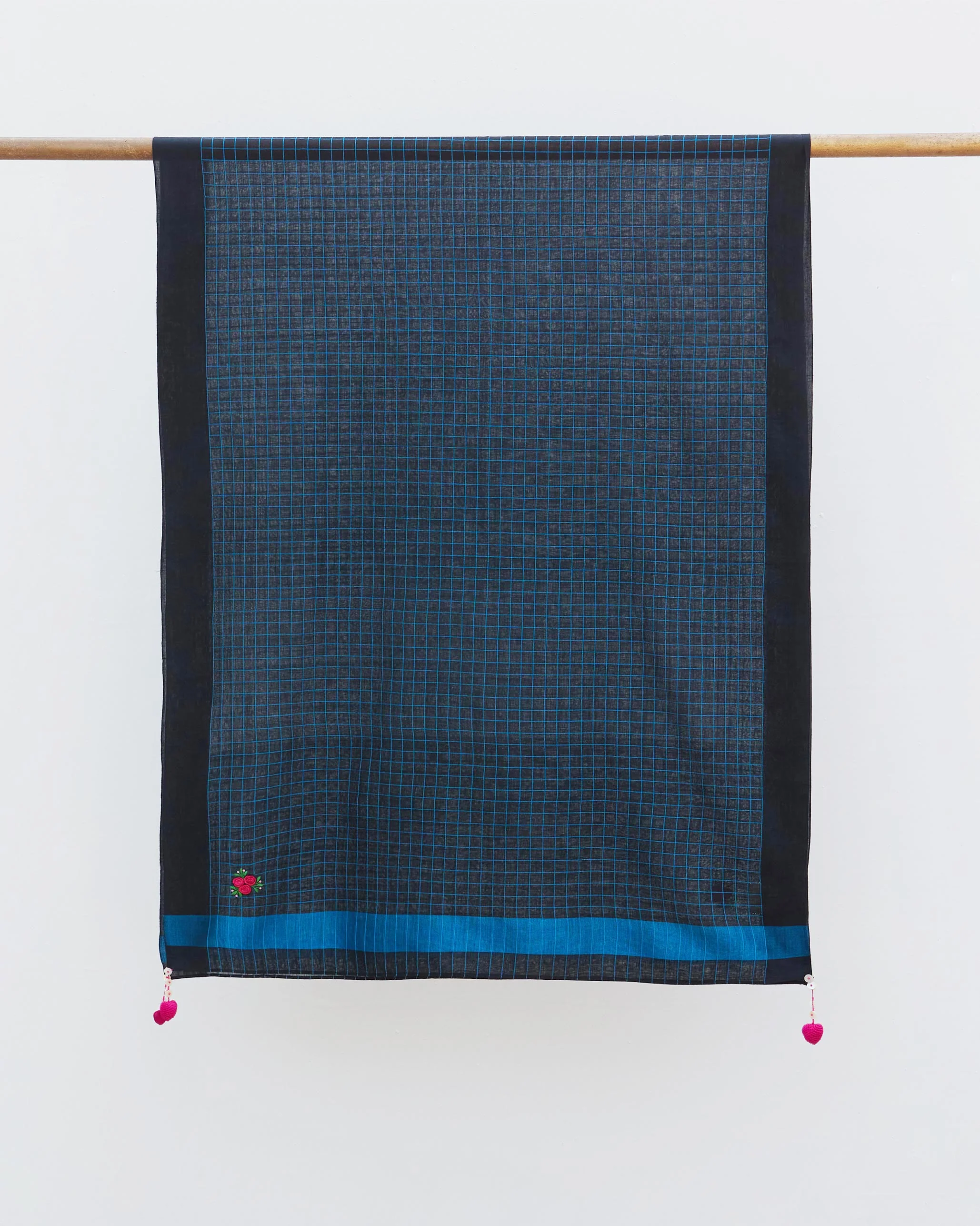 Checked Scarf - Blue - Image 3