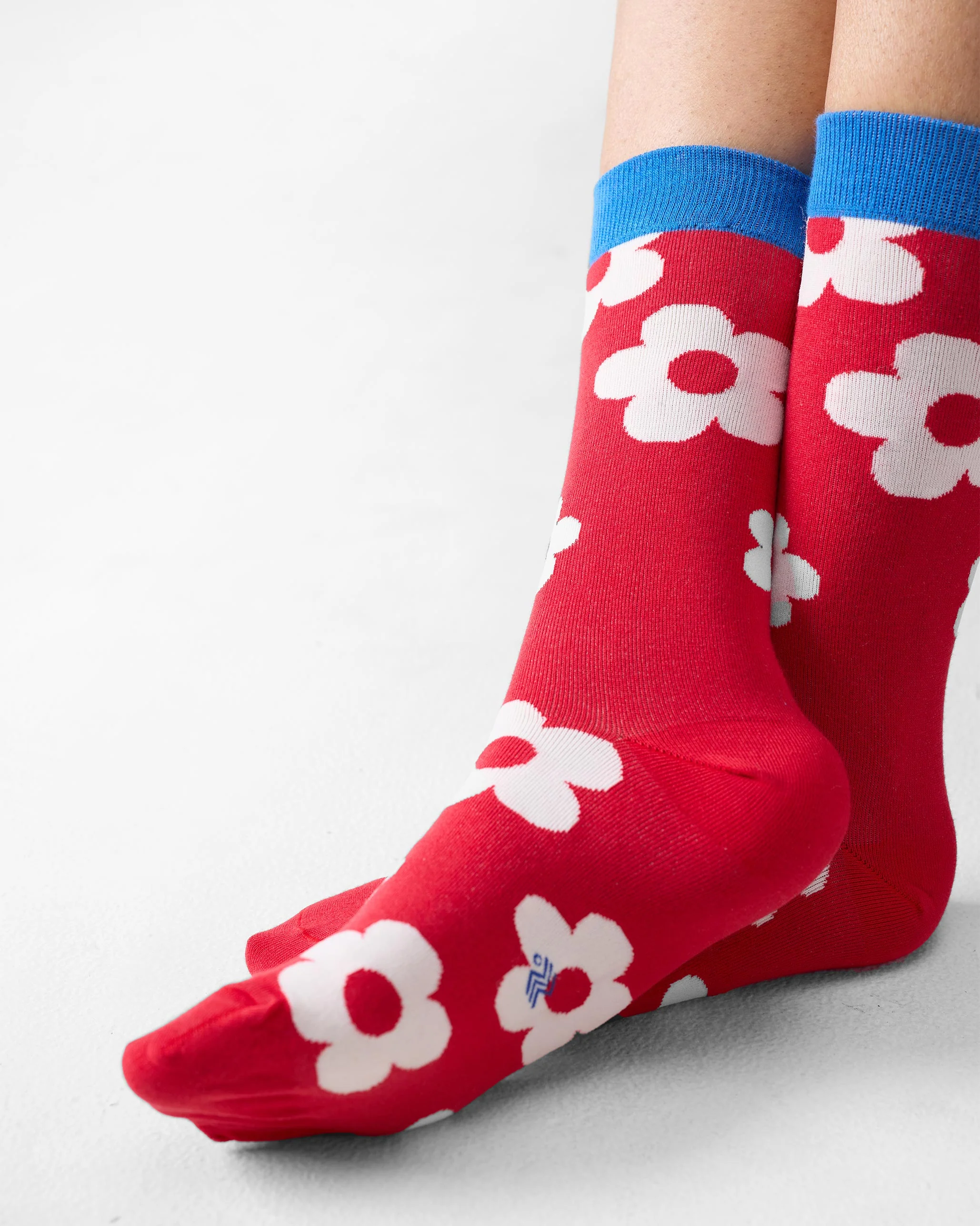 Cherry Blossom Socks - Red & Oatmeal - Image 2