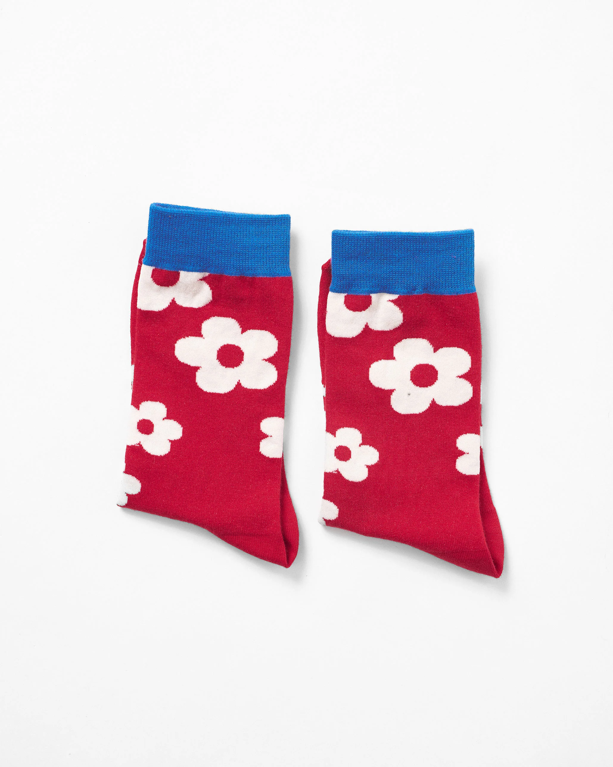 Cherry Blossom Socks - Red & Oatmeal - Image 4
