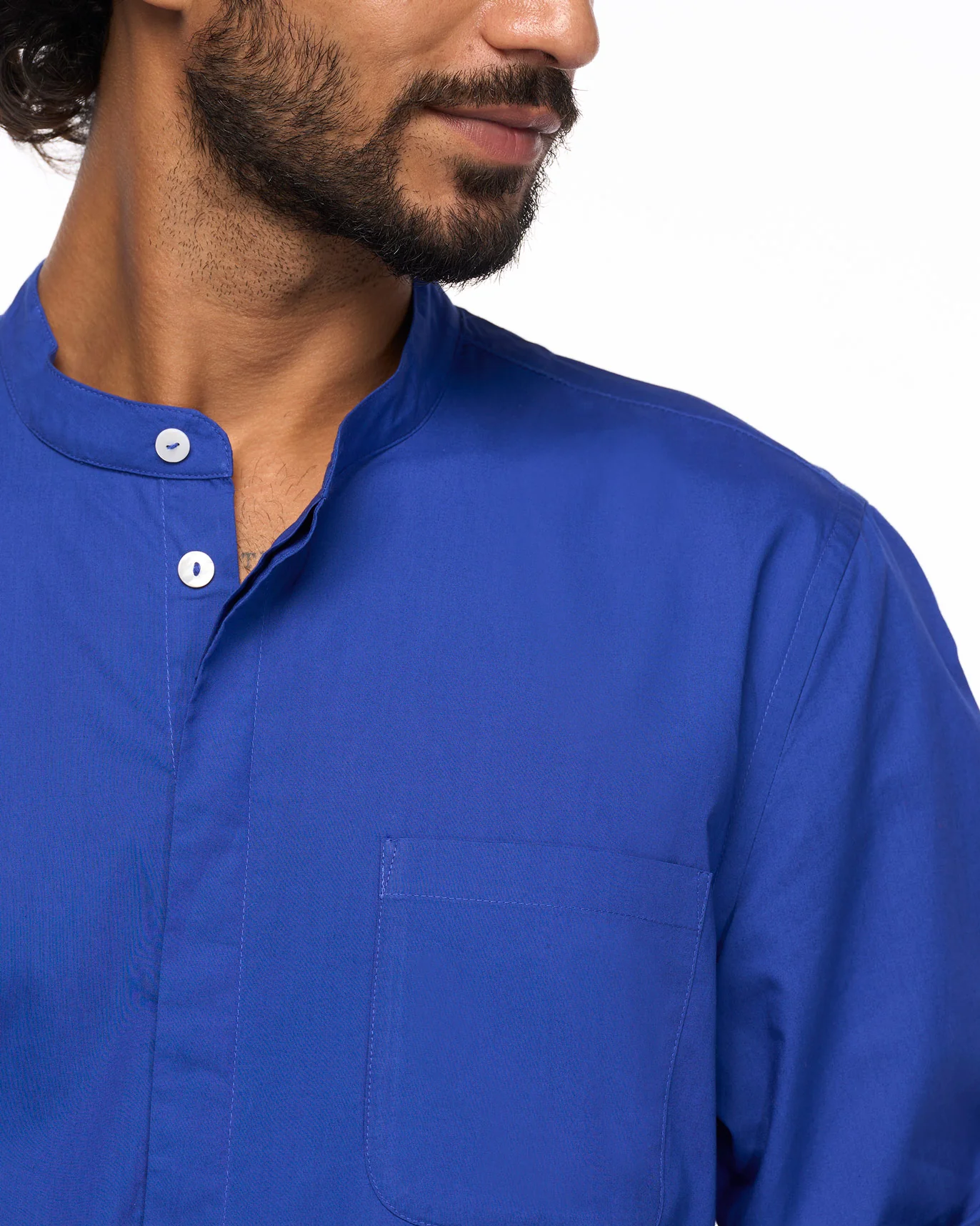 Chest Pocket Kurta - Cobalt Blue - Image 4