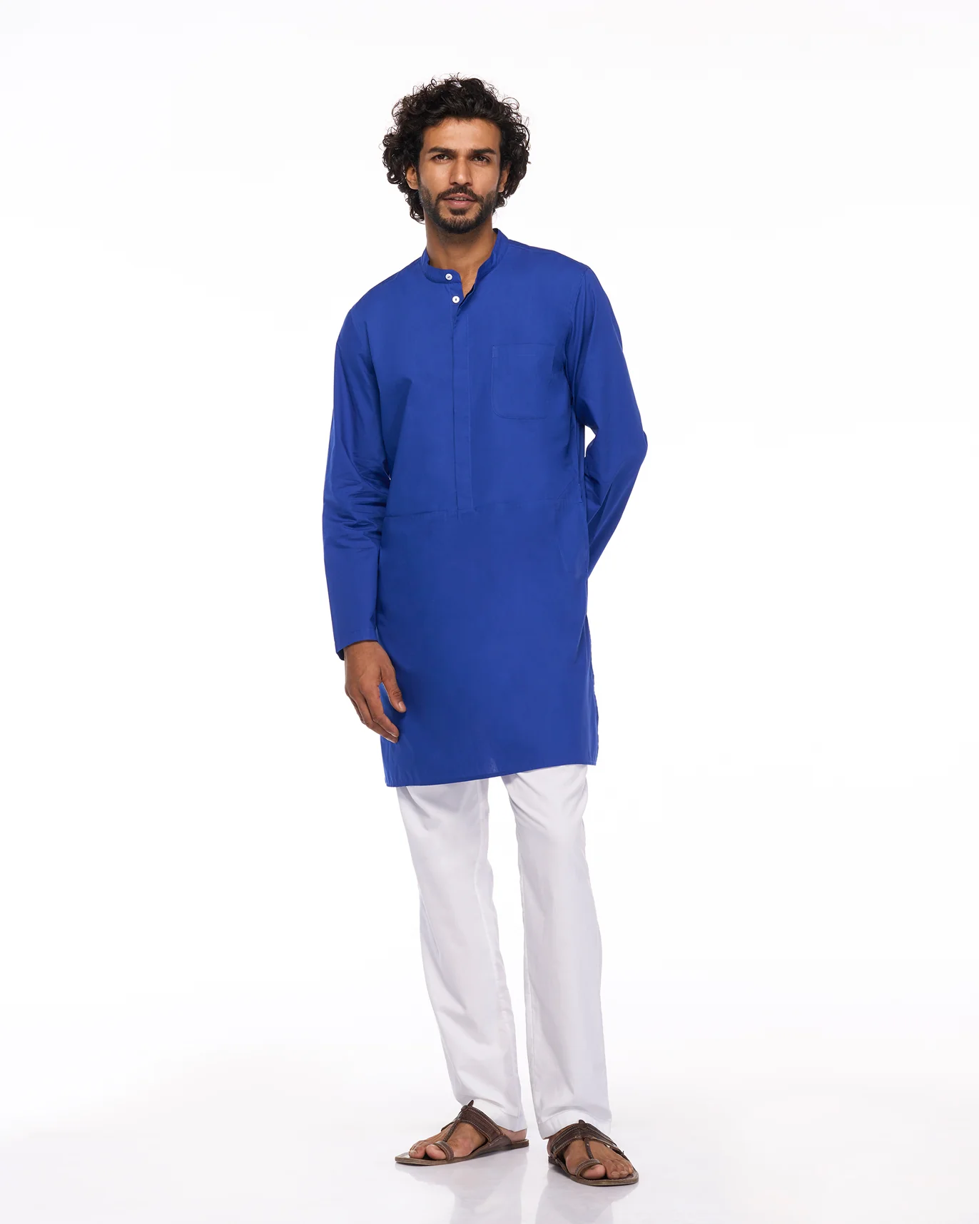 Chest Pocket Kurta - Cobalt Blue - Image 7